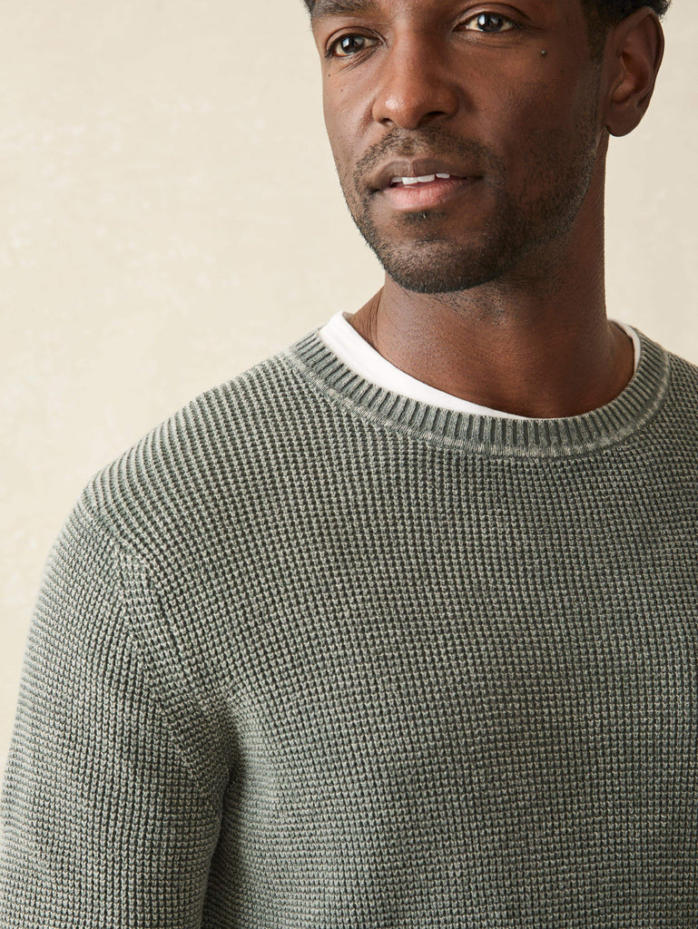 Sunwashed Crewneck Sweater (Tall) - Mountain Olive | Faherty Brand