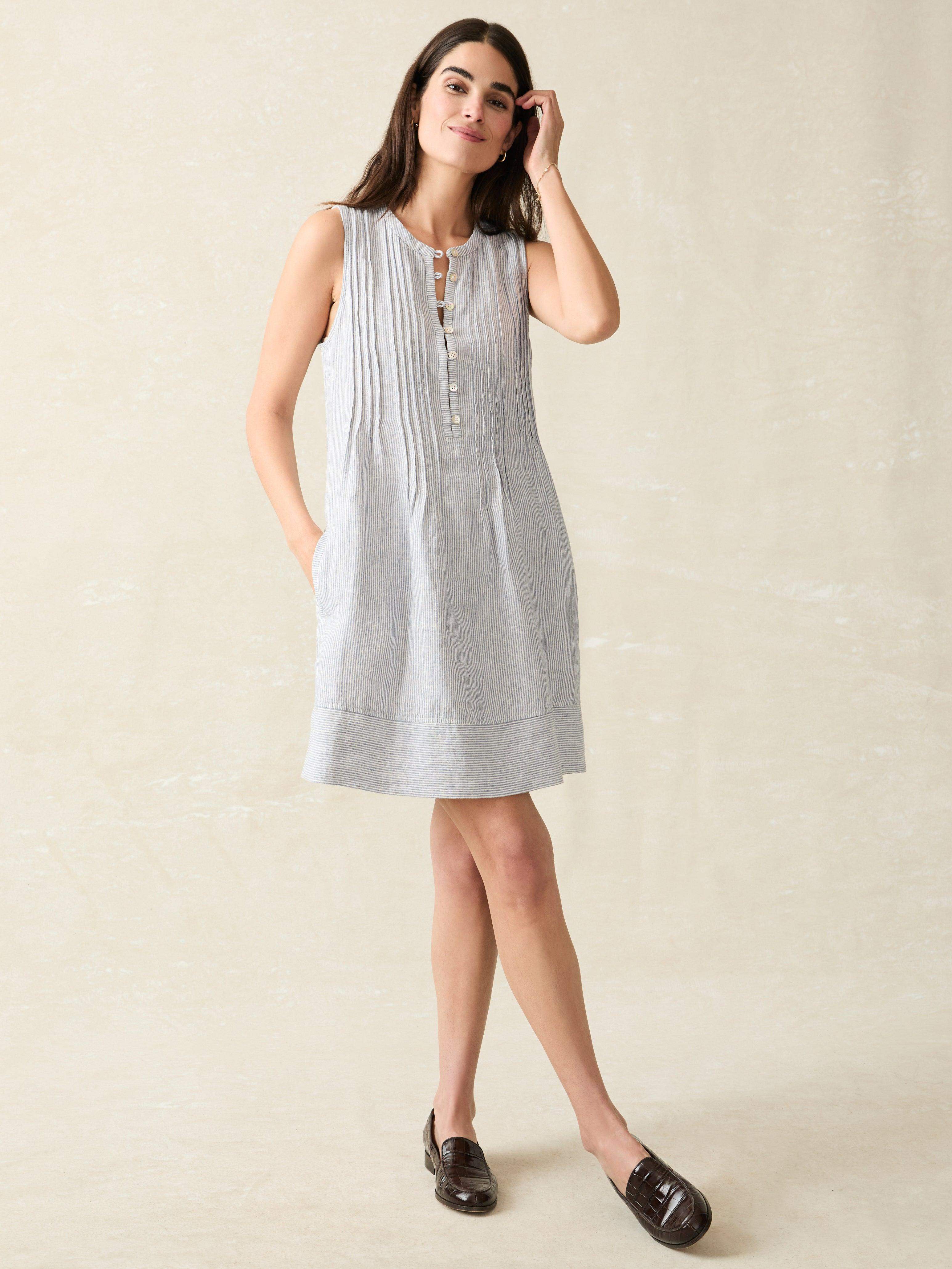 Isha Dress - Blue Mini Stripe