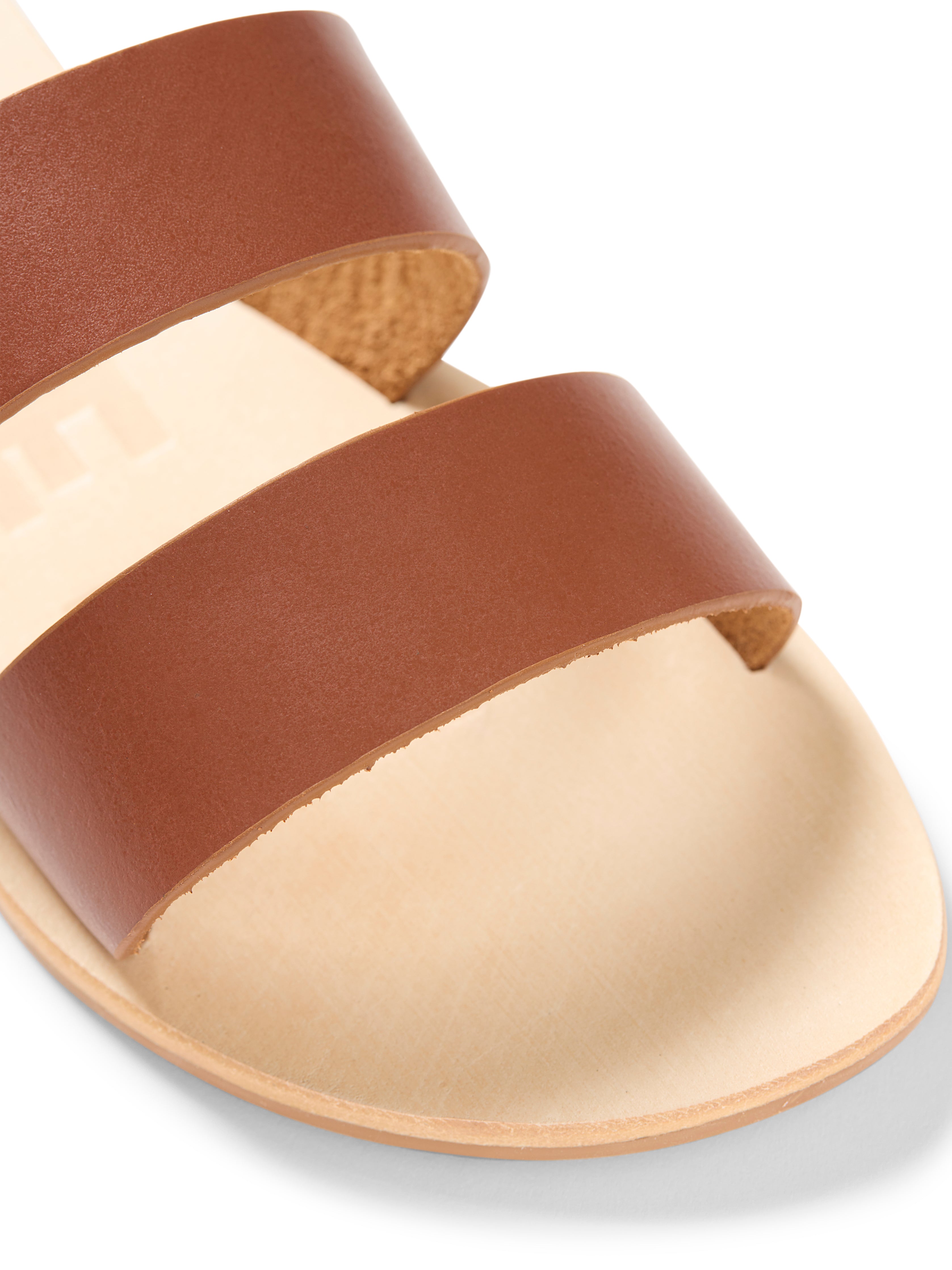 Manebi Leather Two Strap Sandal - Tan