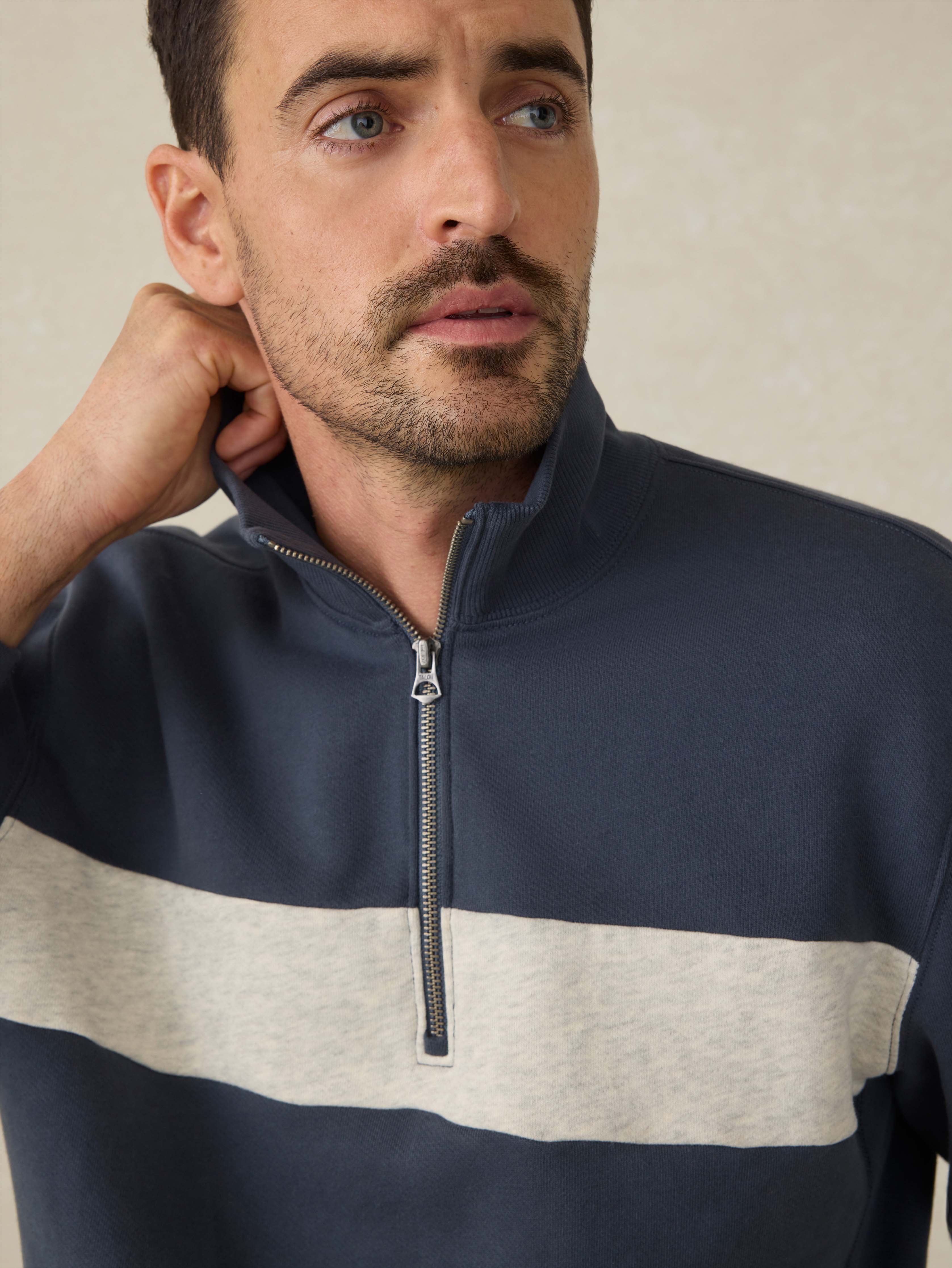 High Standard Fleece Quarter Zip - Blue Nights Surf Stripe