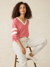 Organic Cotton Sunwashed Slub Varsity V-Neck - Baroque Rose