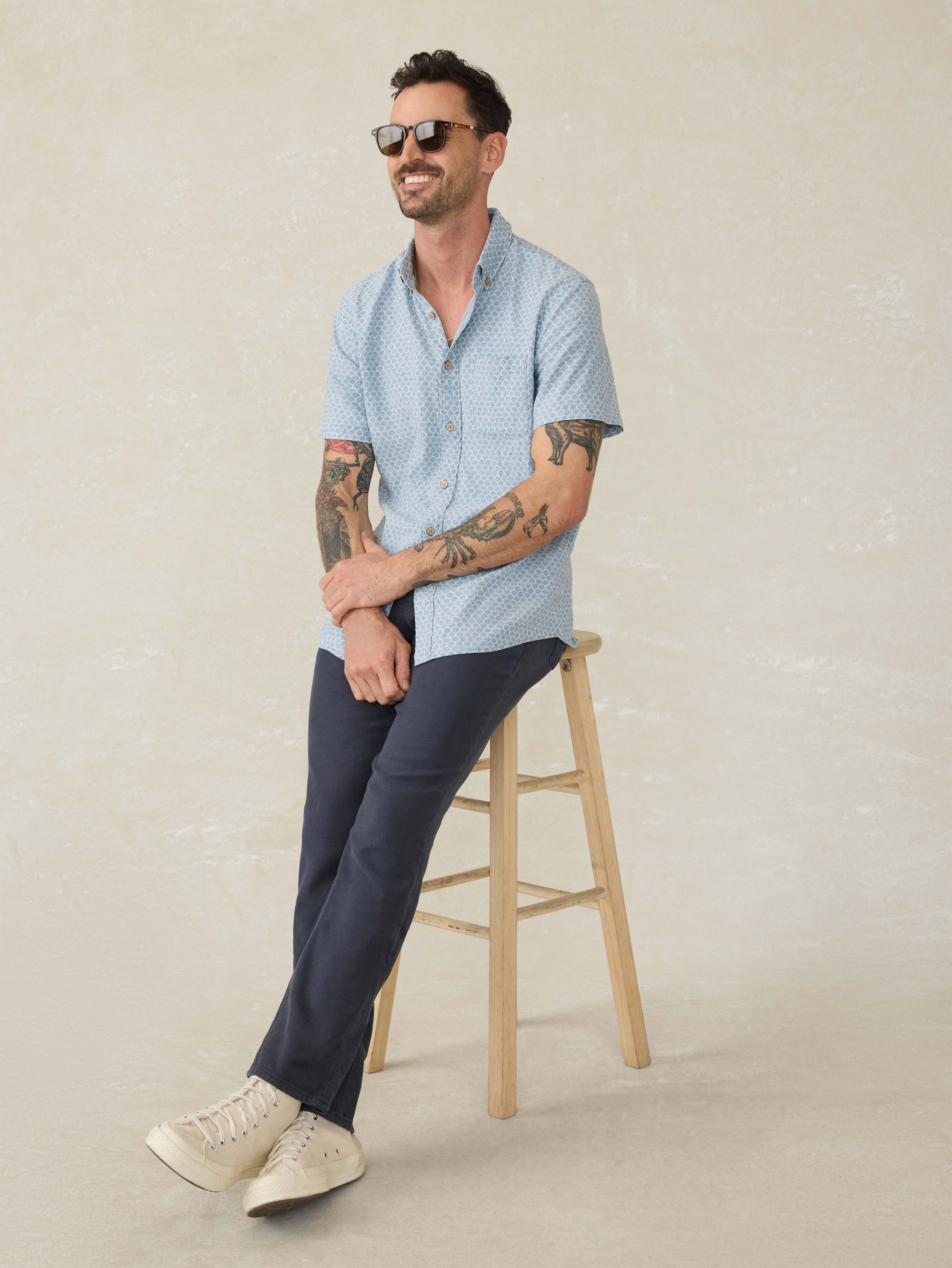 Short- Sleeve Breeze Shirt - Fish Scale Redux