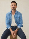 Short-Sleeve Sunwashed Regenerative Cotton V-Neck Tee - Island Dune Heather