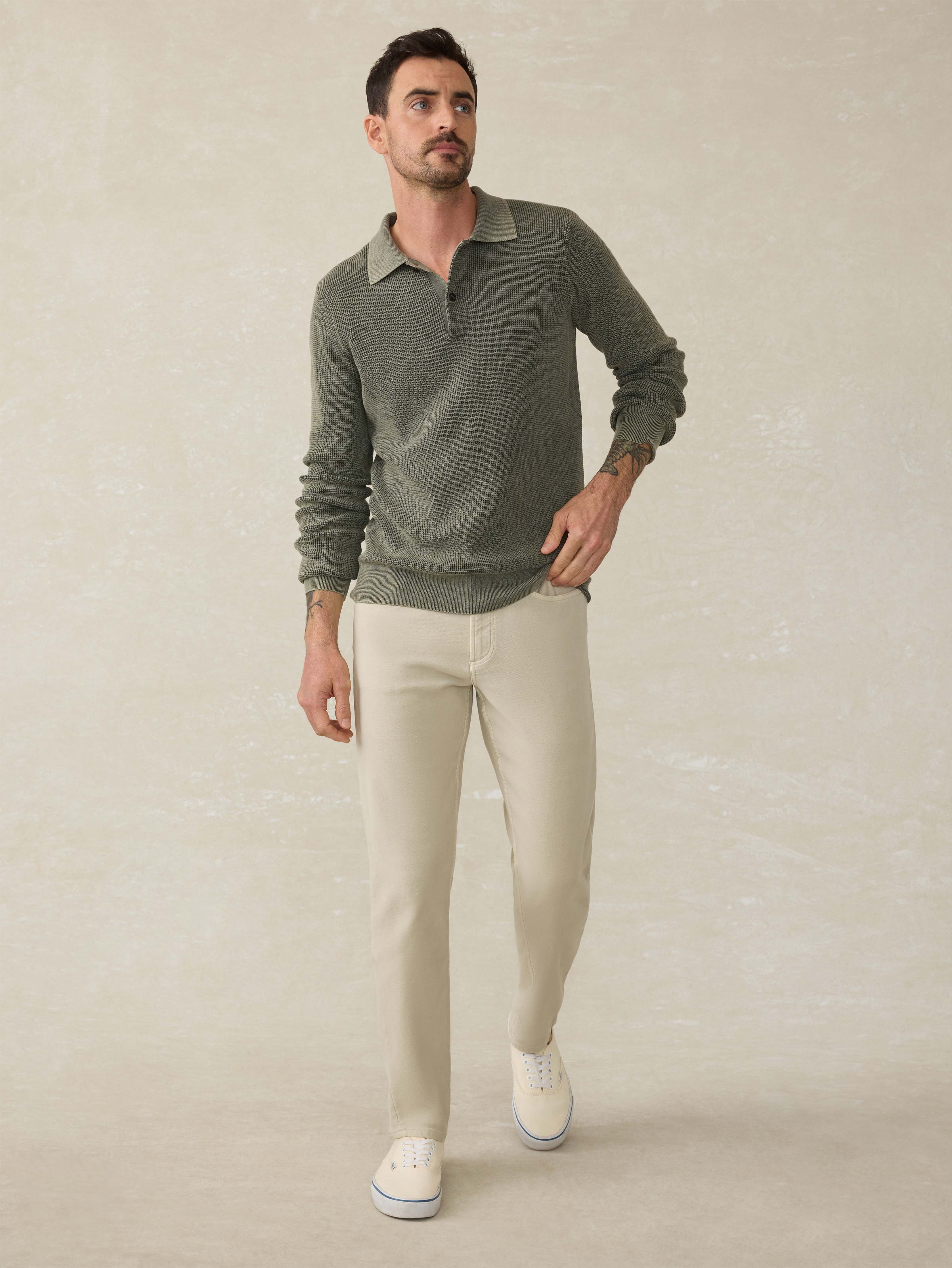 Stretch Terry 5-Pocket Pant - Stone