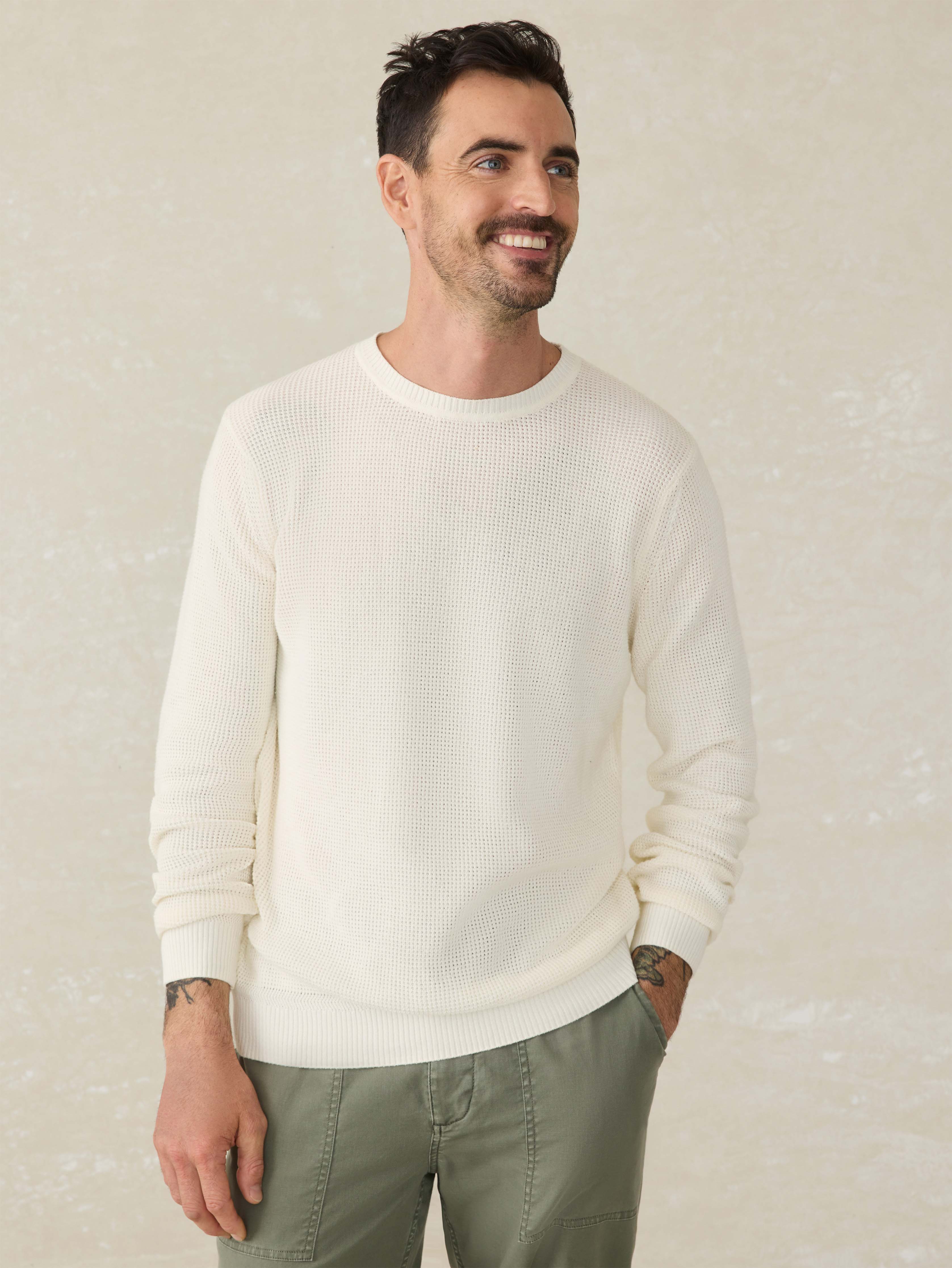 Sunwashed Crewneck Sweater - White Shell