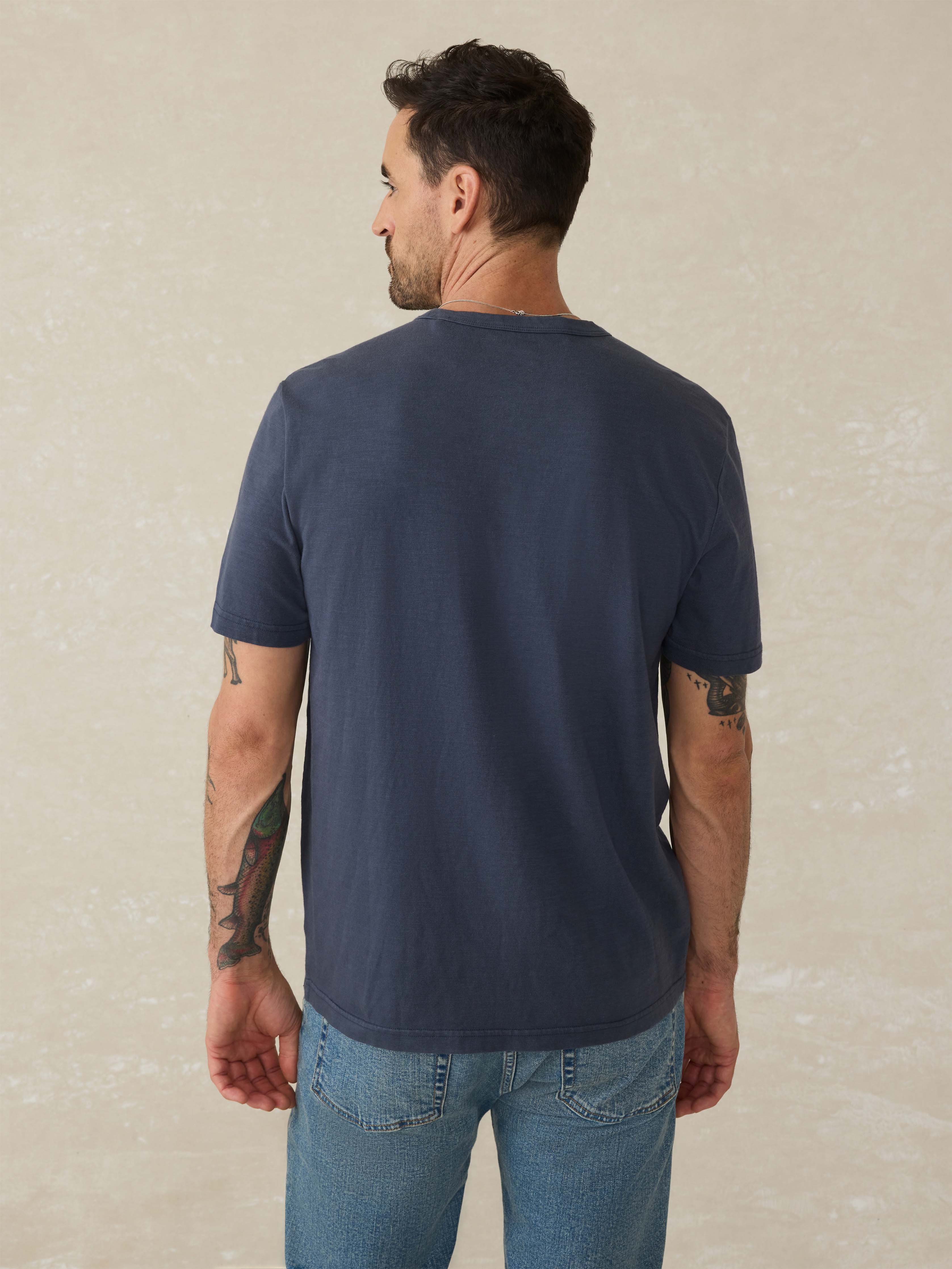 Sunwashed Regenerative Pocket Tee - Dune Navy