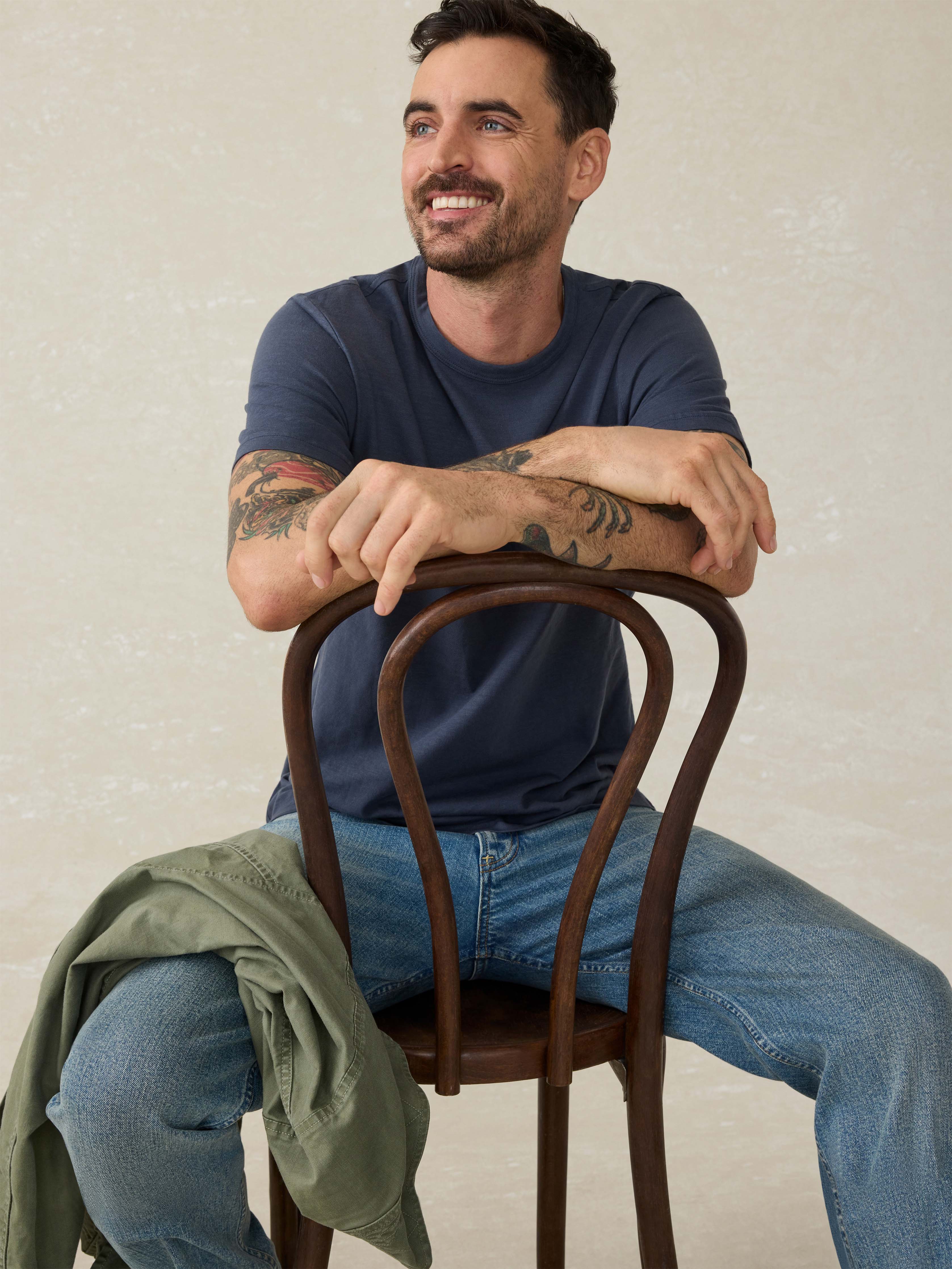 Sunwashed Regenerative Pocket Tee - Dune Navy
