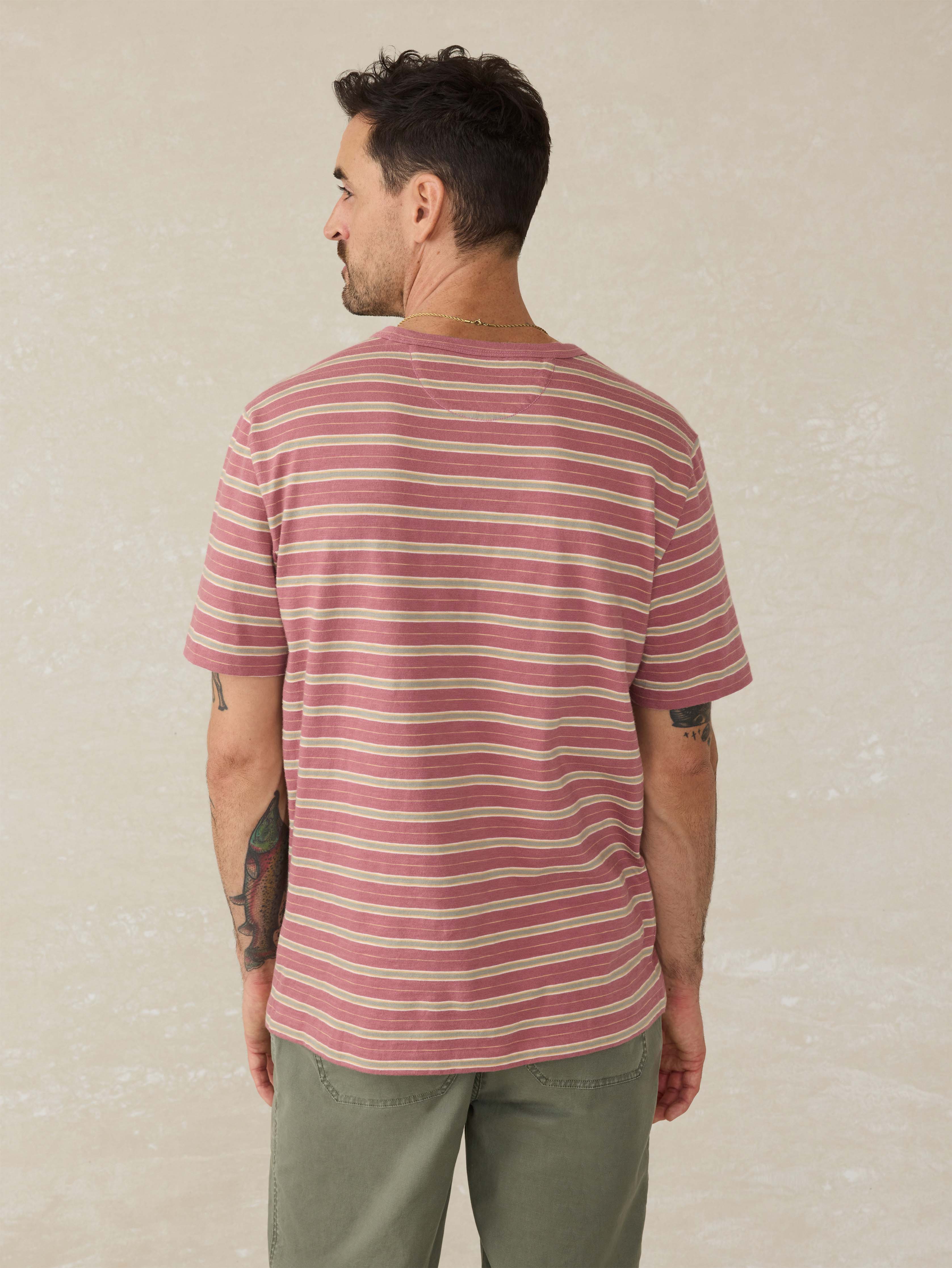 Sunwashed Tee - Red Reef Stripe