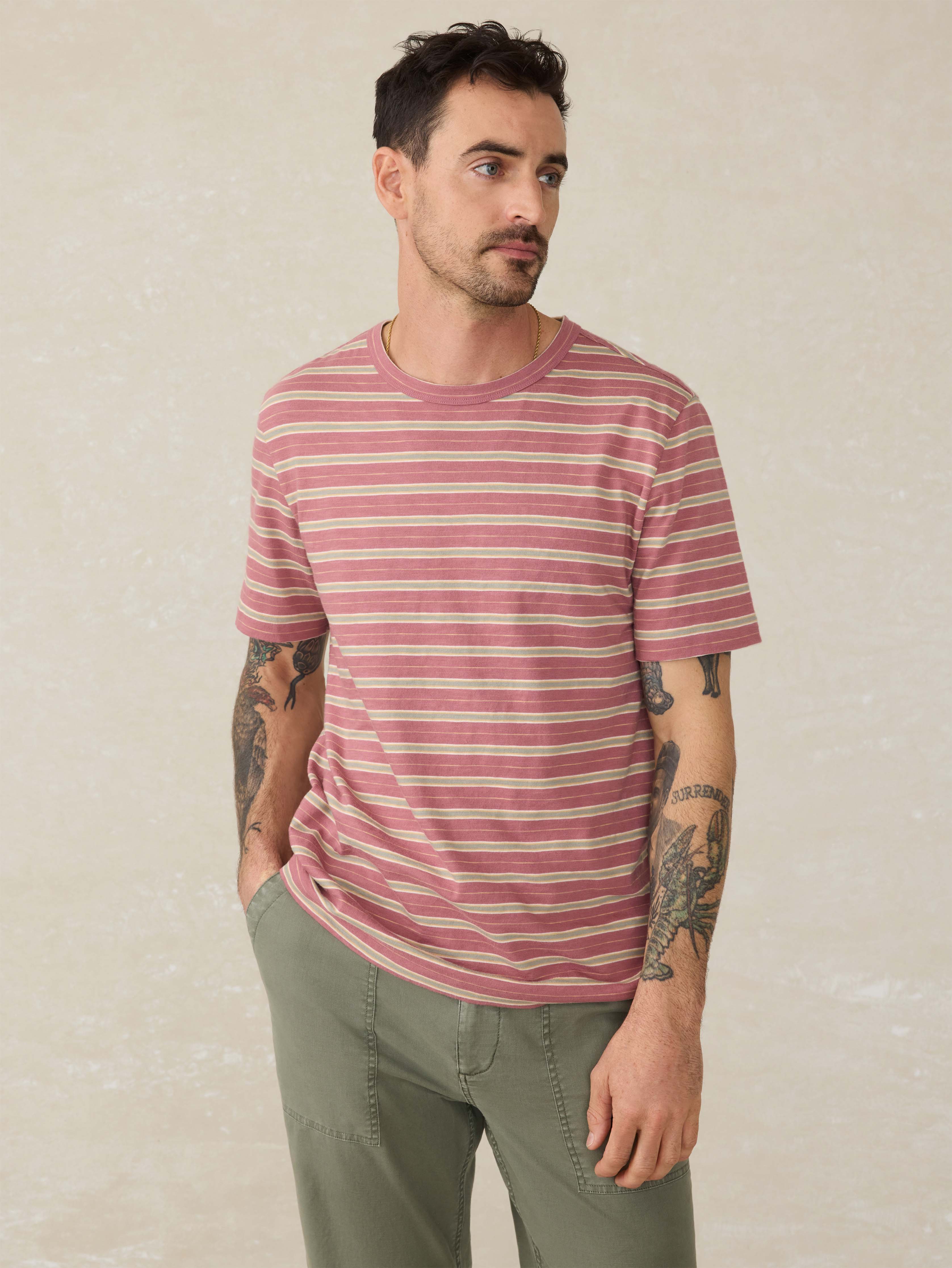 Sunwashed Tee - Red Reef Stripe