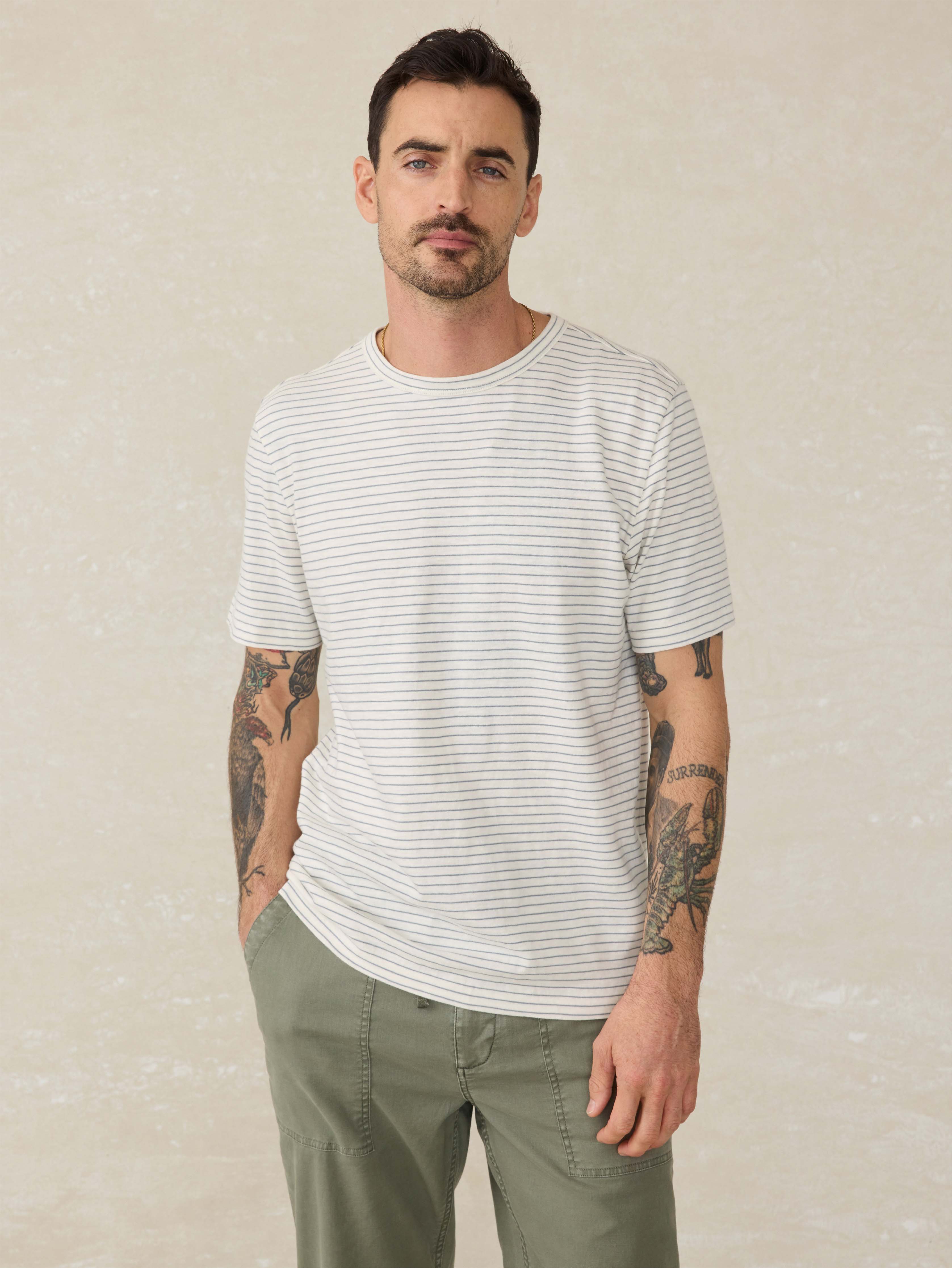 Sunwashed Tee - Cream Flint Stripe