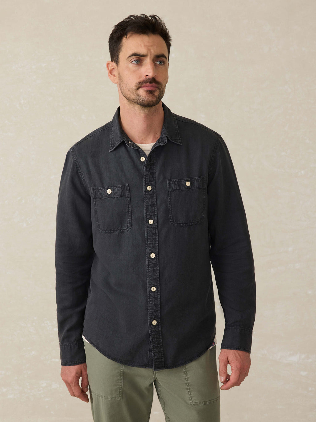 Tried & True Chambray Workshirt - Durango Black | Faherty Brand