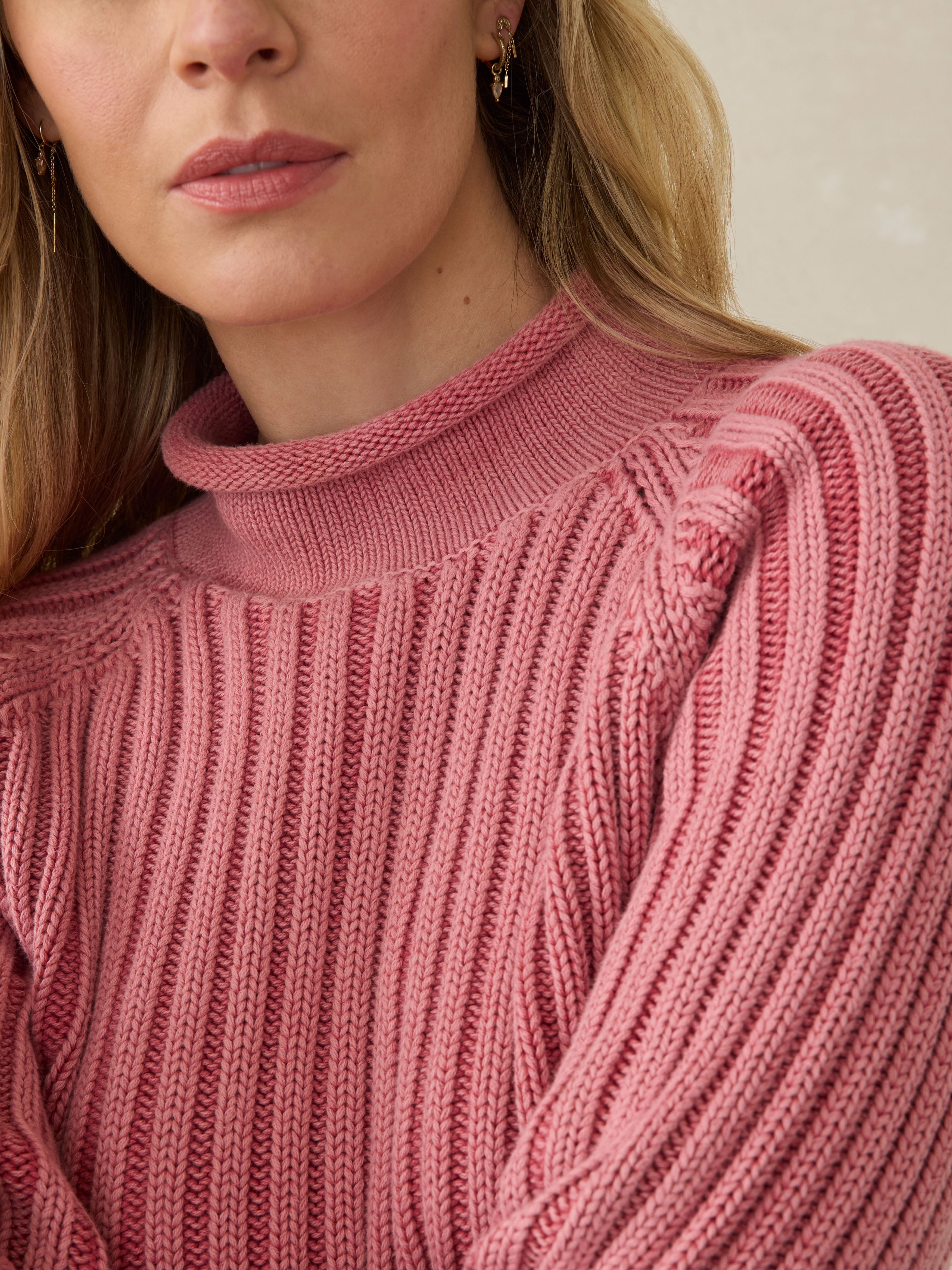 Sunwashed Cotton Rollneck Sweater - Baroque Rose