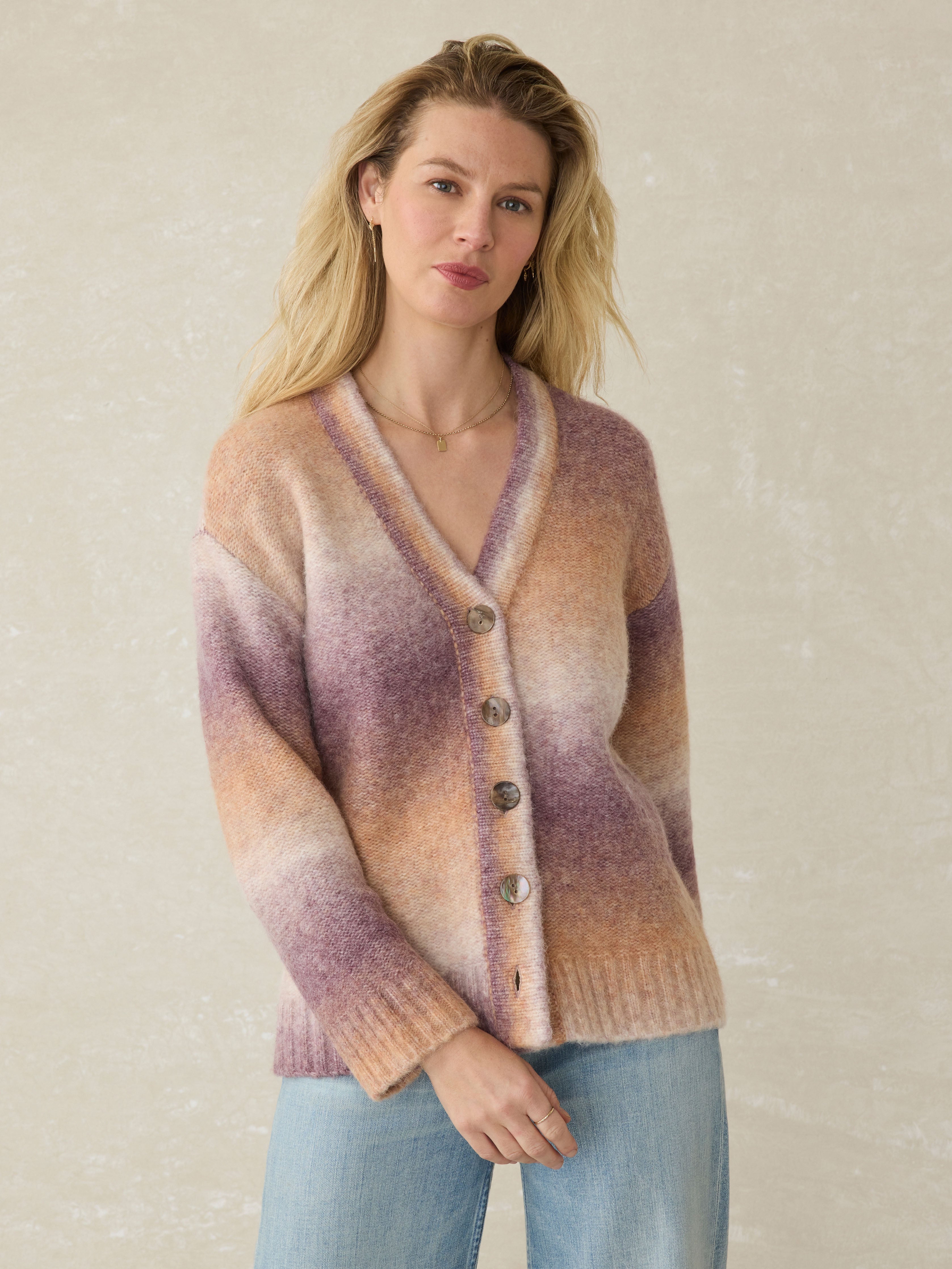 Seaside Spacedye Cardigan - Amethyst Dusk