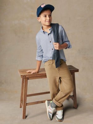 Big Kids Coastline Knit Shirt - Oceanside Blue