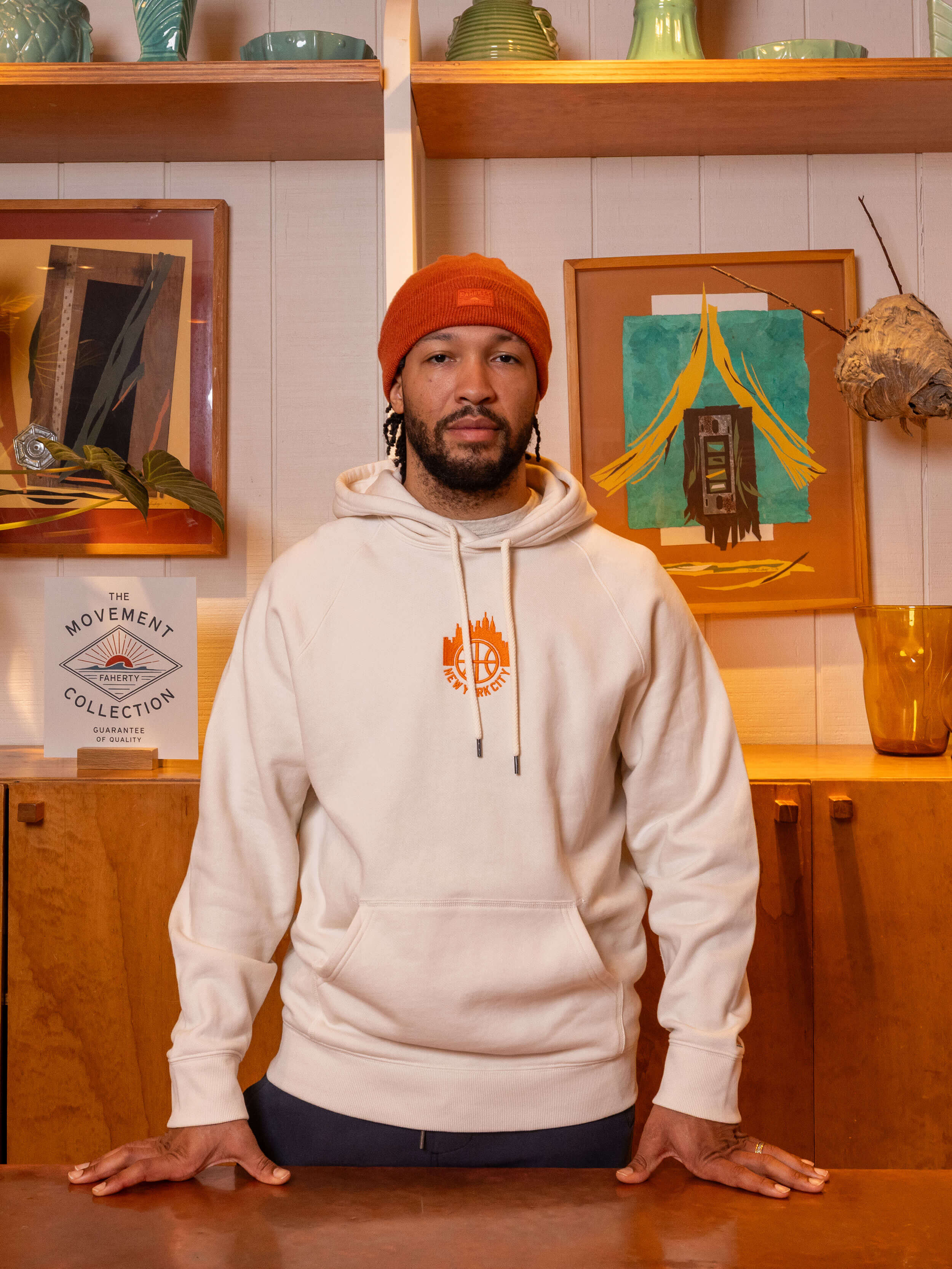 Jalen Brunson High Standard Fleece Hoodie - Cabo Blanco | Faherty Brand