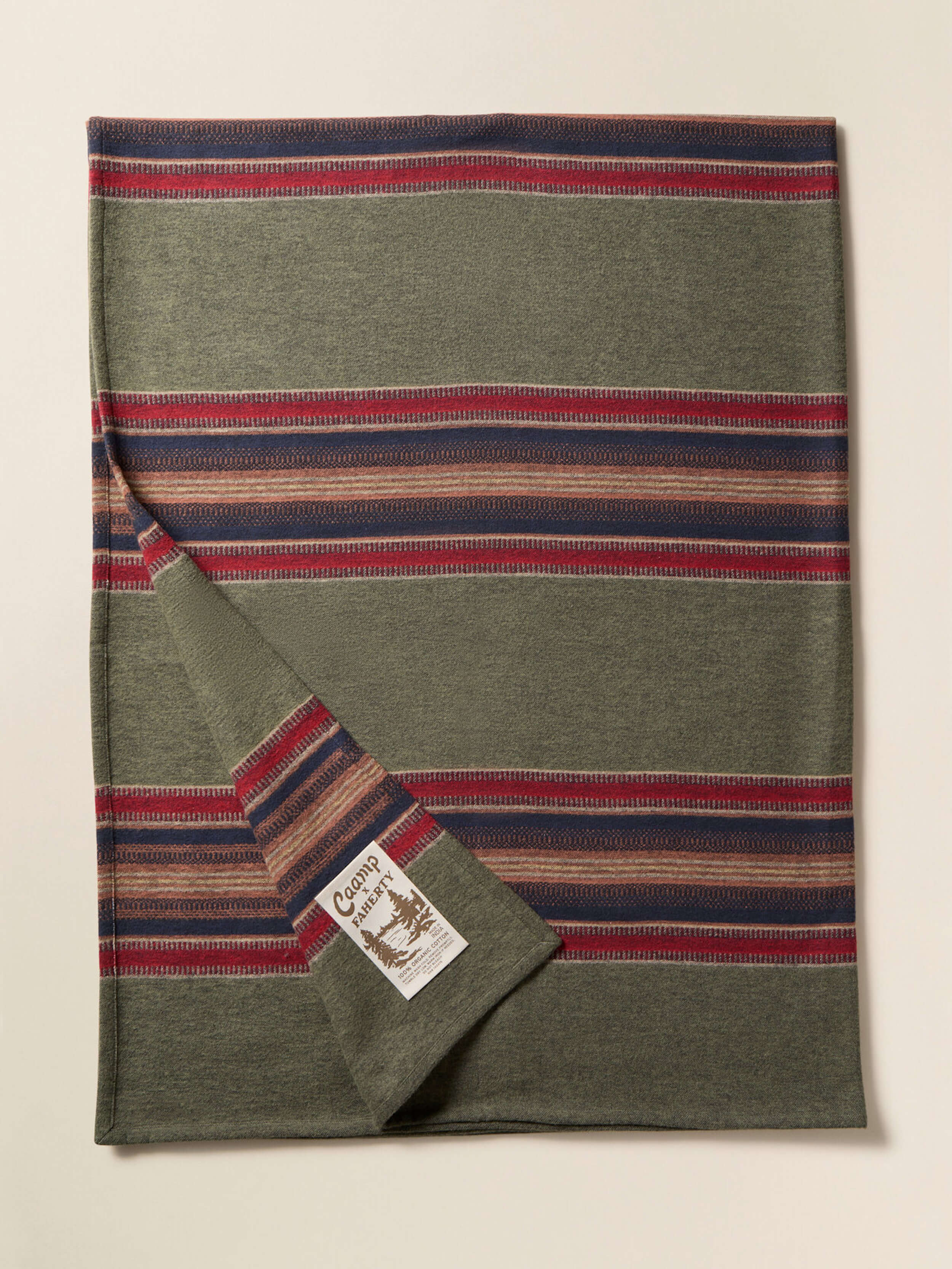 Caamp Woven Blanket - Olive River Stripe | Faherty Brand