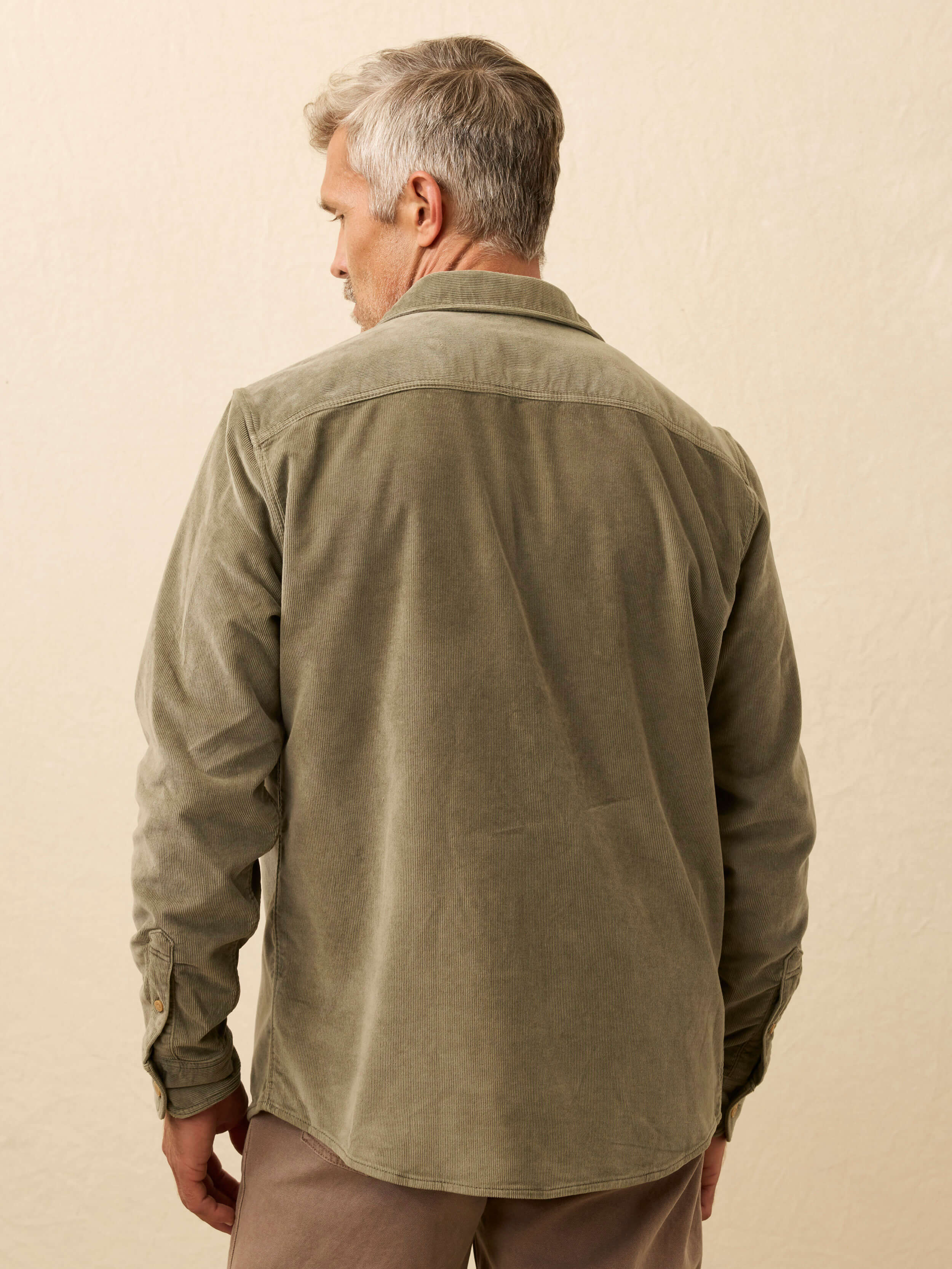 Stretch Terry Corduroy Workshirt - Light Pine | Faherty Brand