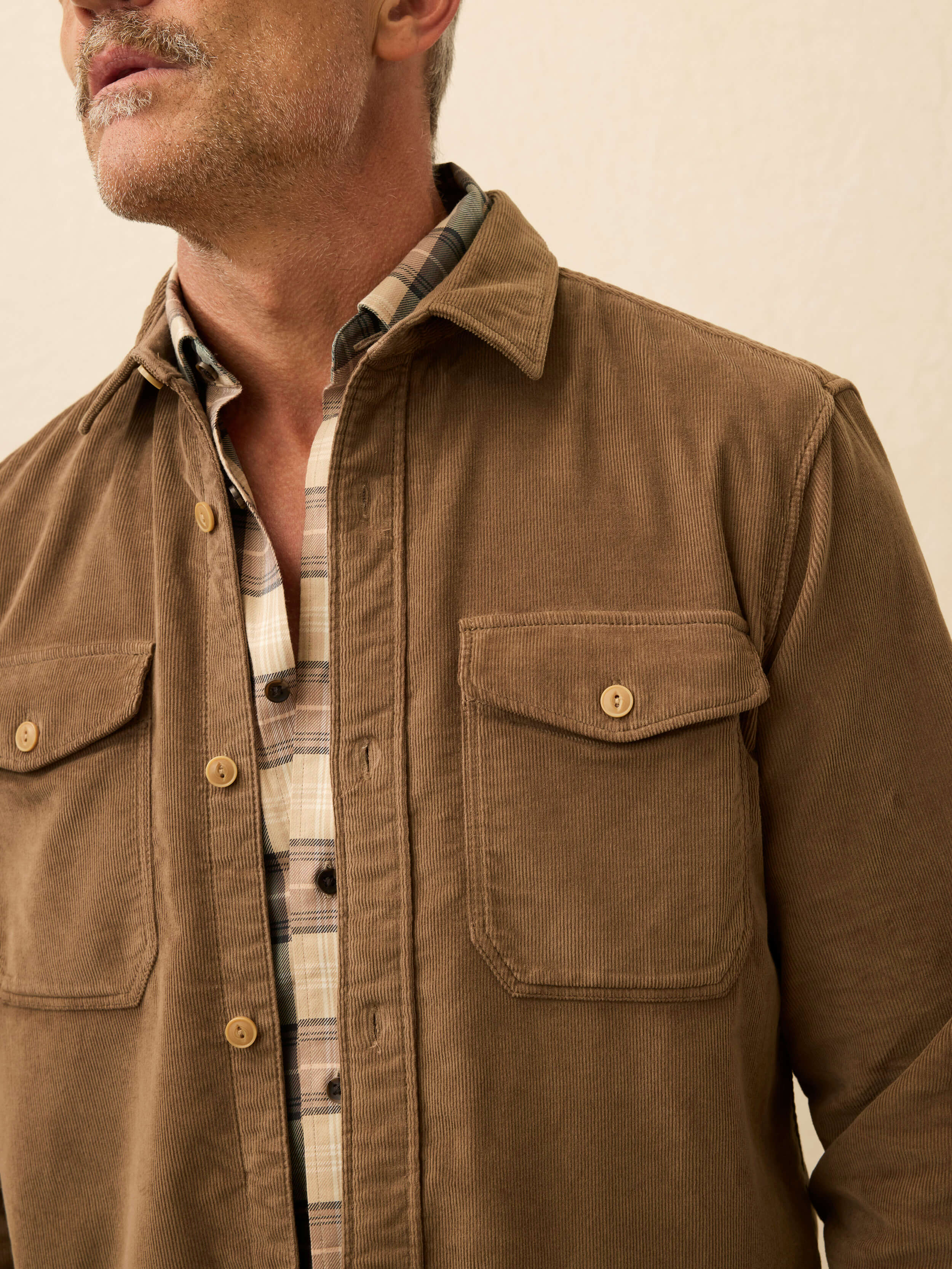 Stretch Terry Corduroy Workshirt - Timber Stretch Terry Corduroy Workshirt - Timber