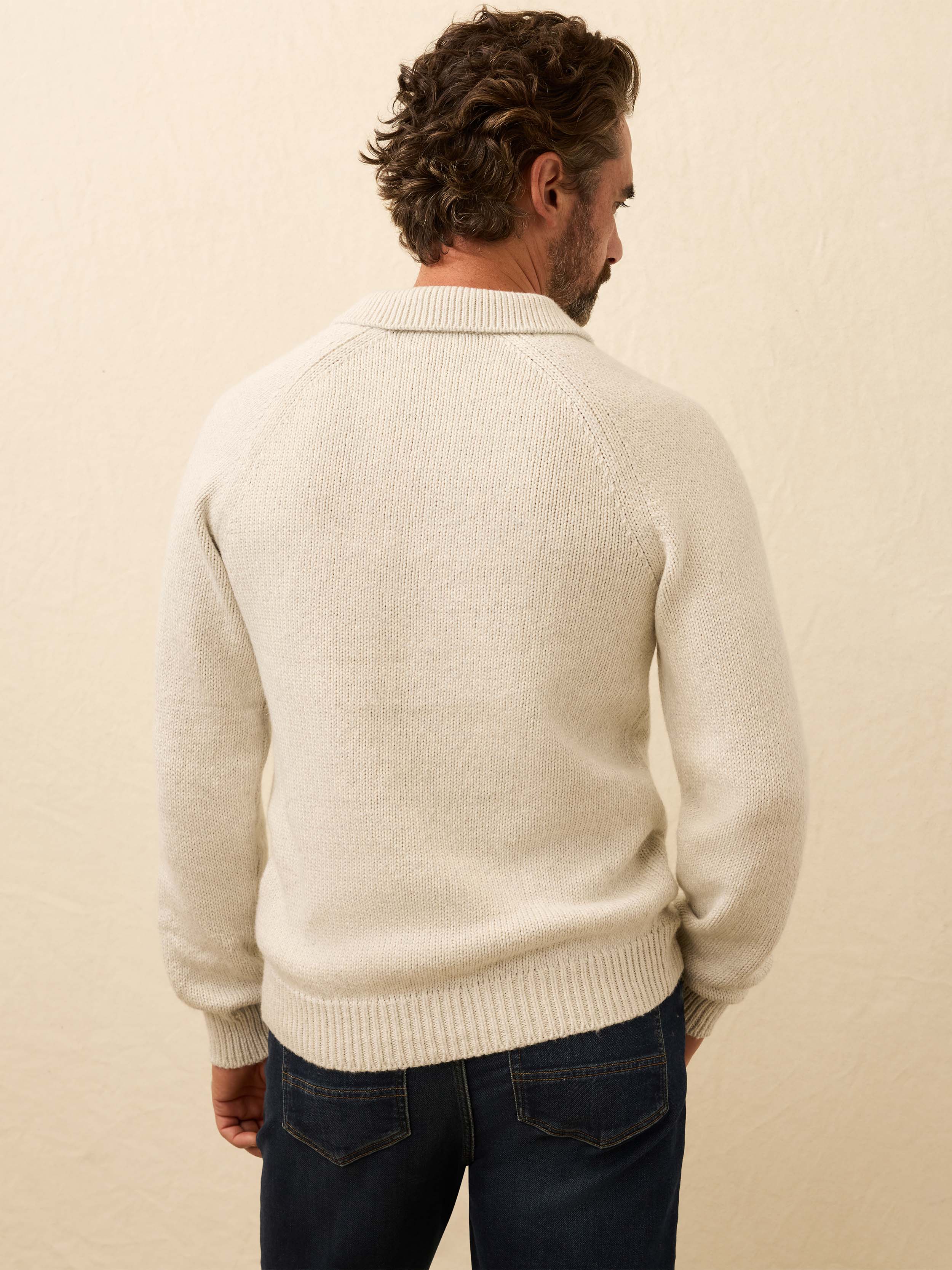  | Heirloom Long-Sleeve Sweater Polo - Heather Grey | Faherty Brand