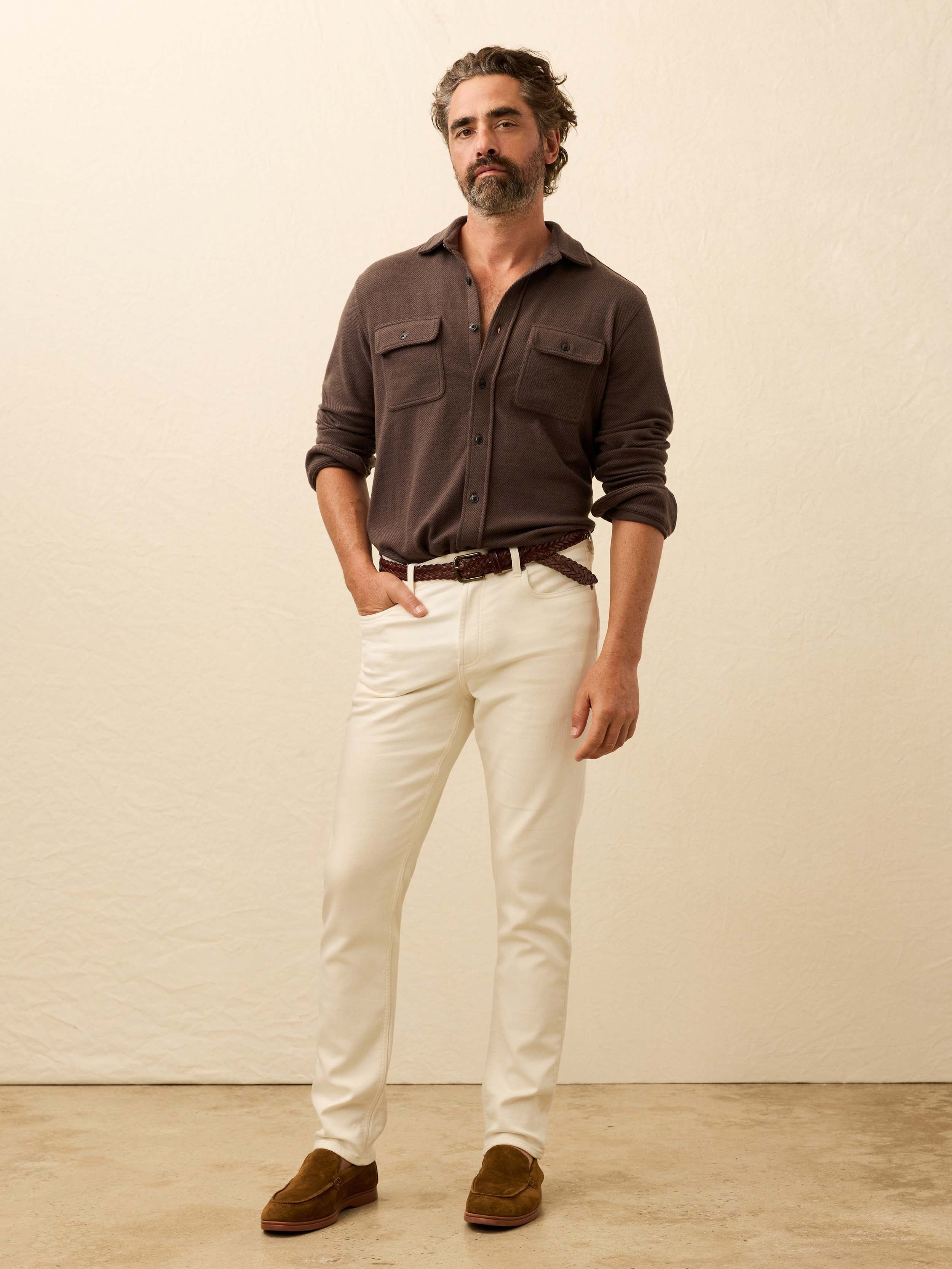 Stretch Terry 5-Pocket Pant - Egret