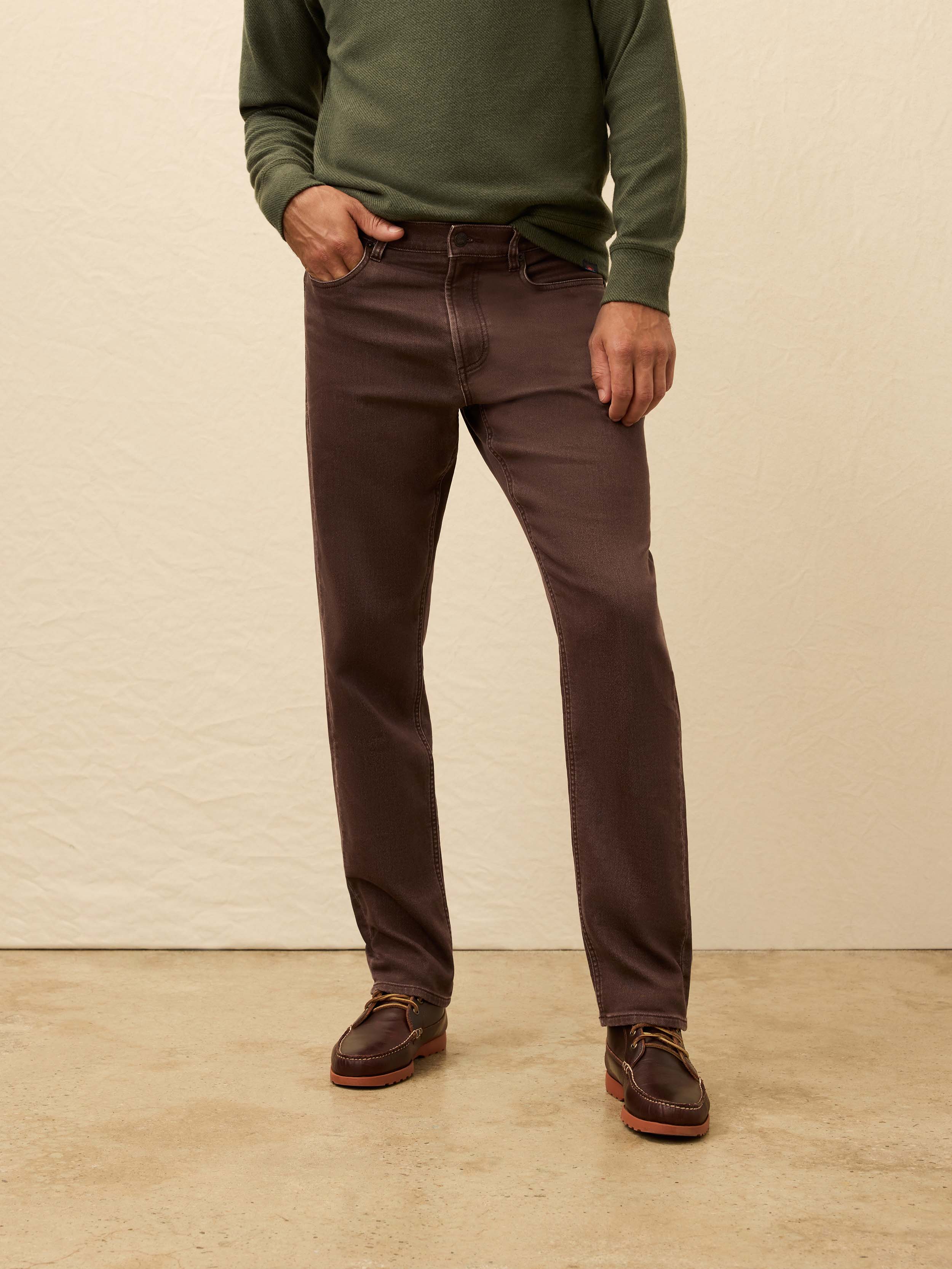 Stretch Terry 5-Pocket Pant- Northern Brown