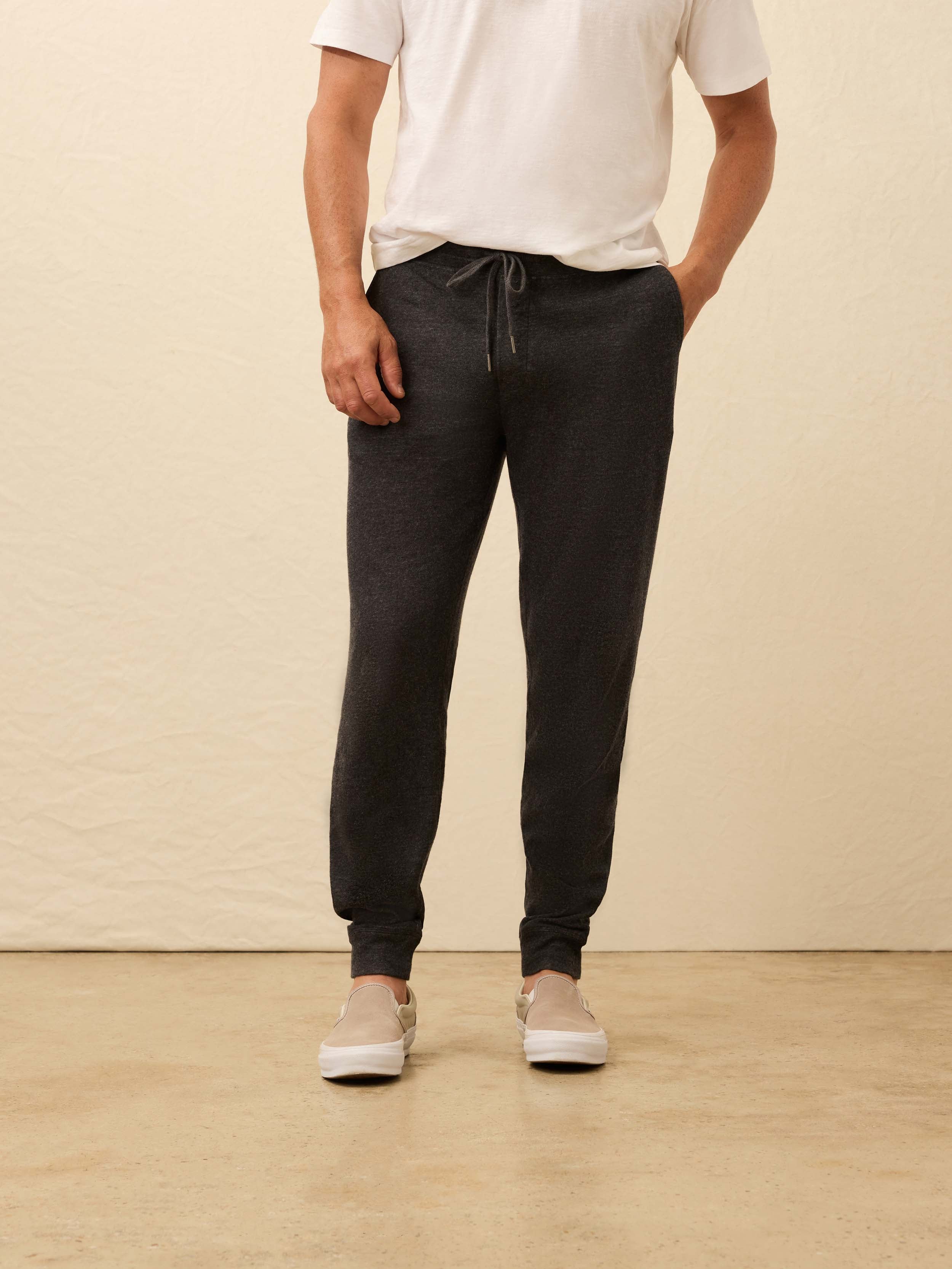 Aspen Lounge Cashmere Sweatpant - Coal Smoke Melange