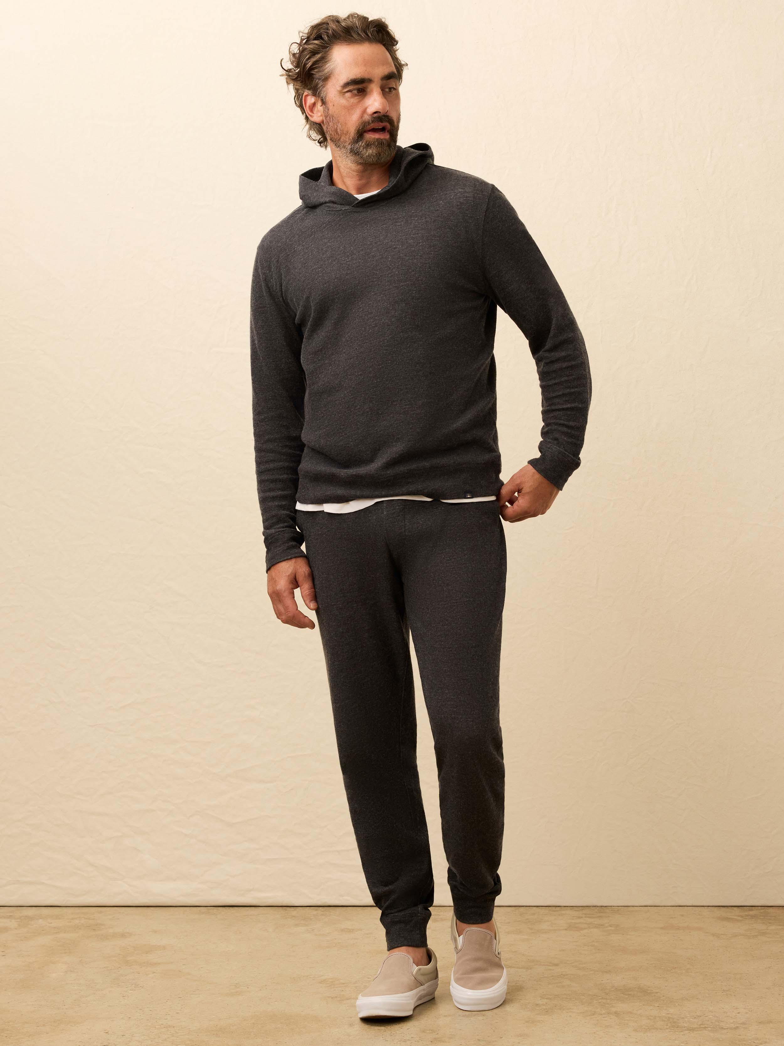 Aspen Lounge Cashmere Sweatpant - Coal Smoke Melange