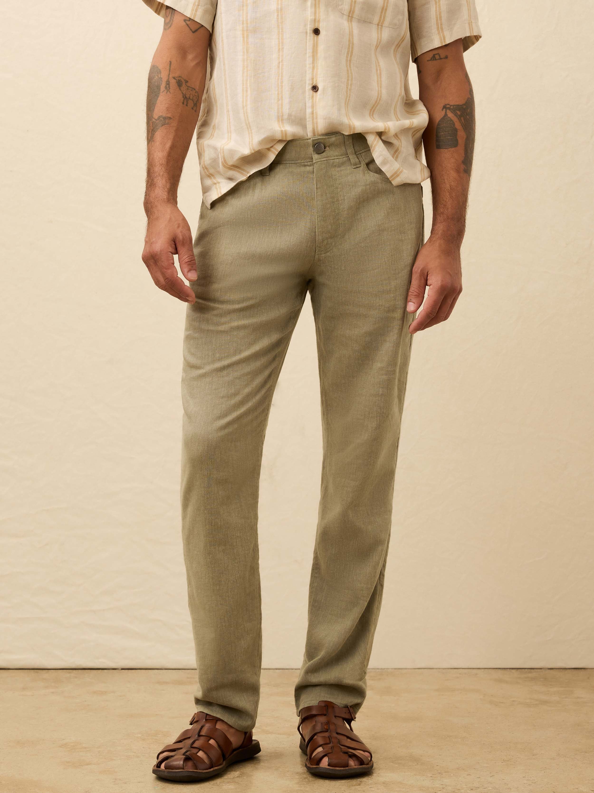 Movement™ Linen 5-Pocket Pant - Sage Cliff | Faherty Brand