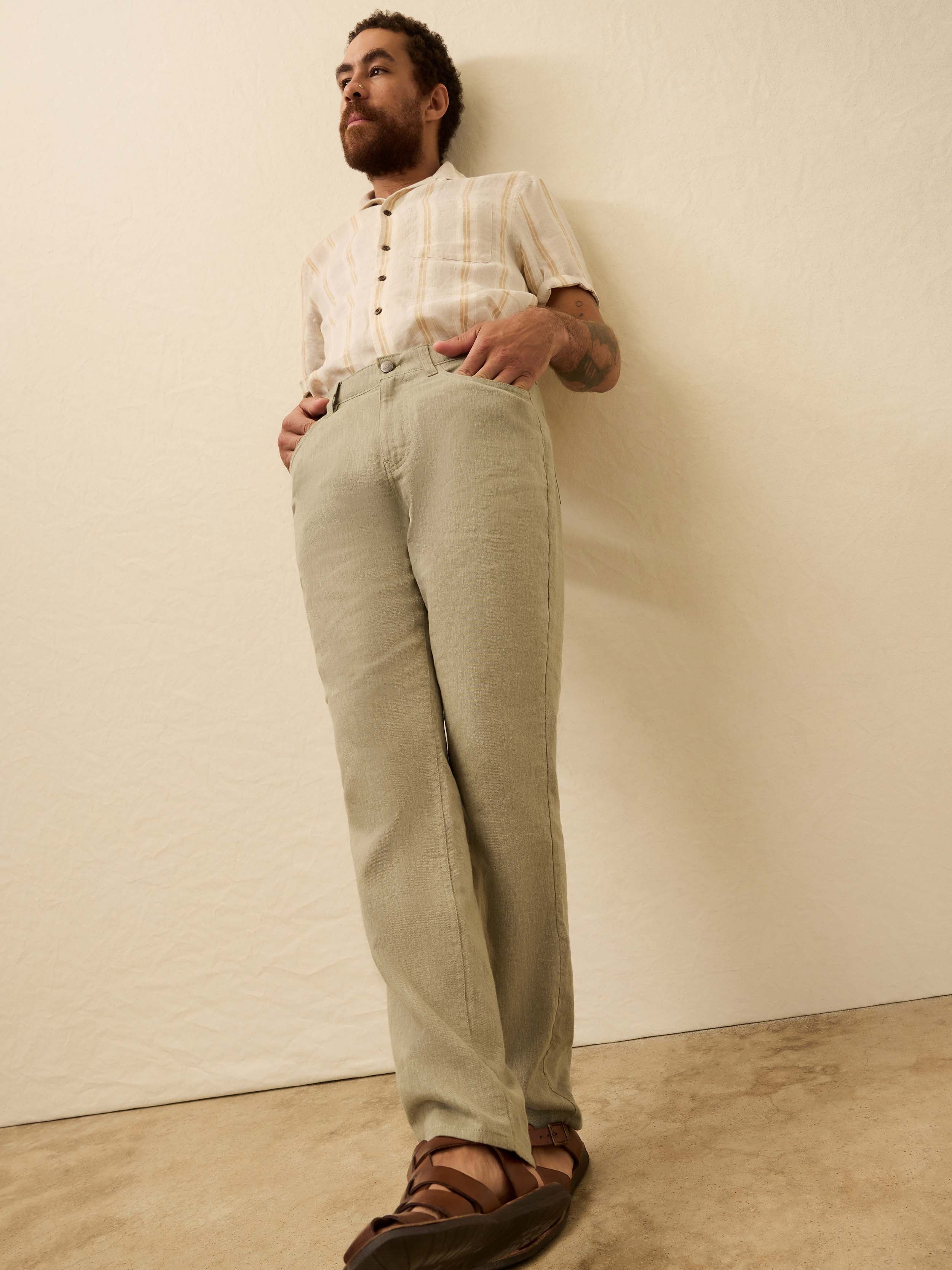 【未着用】deres Sage / floating linen pants Movement™ Linen 5-Pocket Pant - Sage Cliff | Faherty Brand