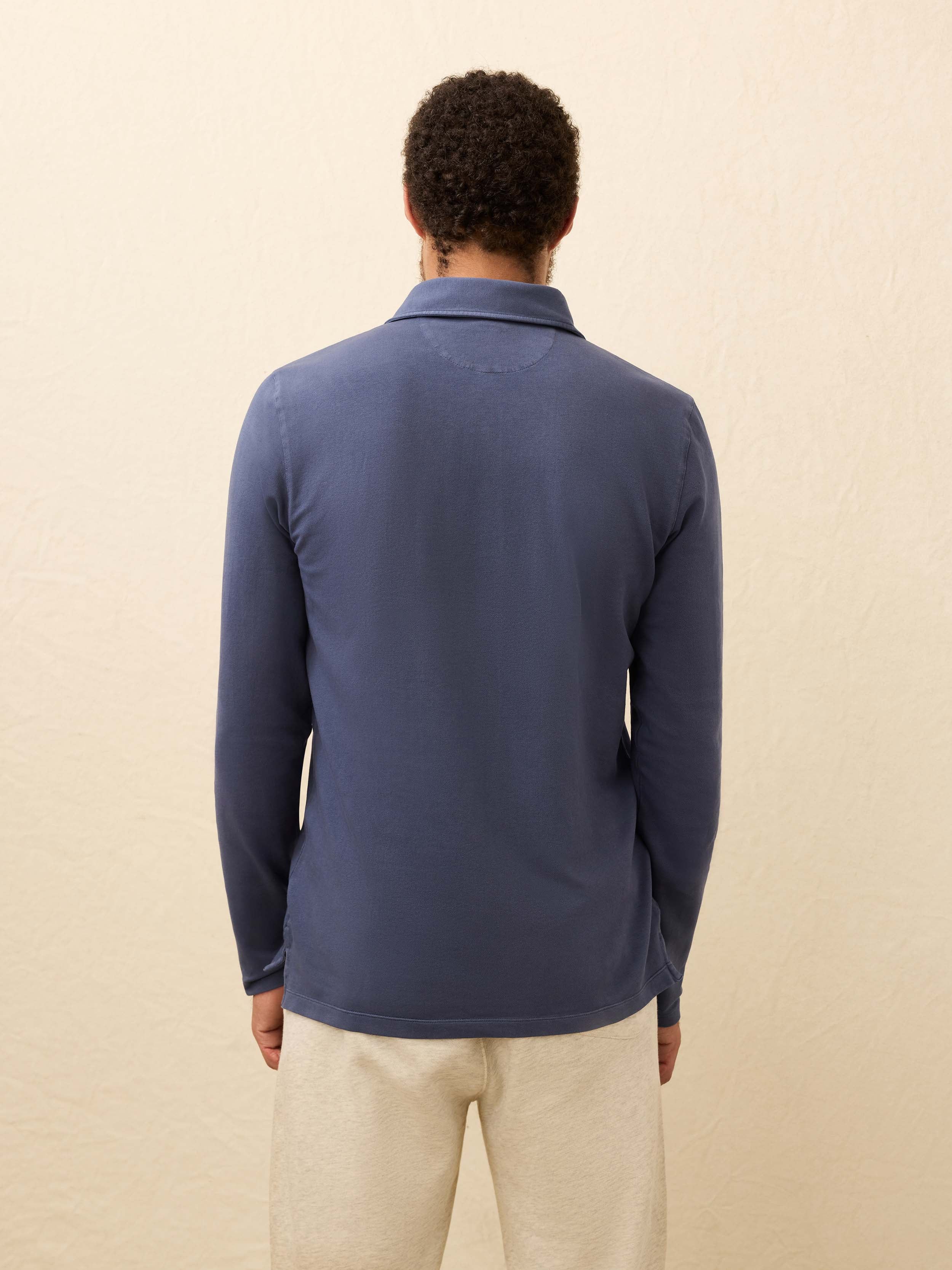 Long-Sleeve Field Knit Polo - Blue Nights