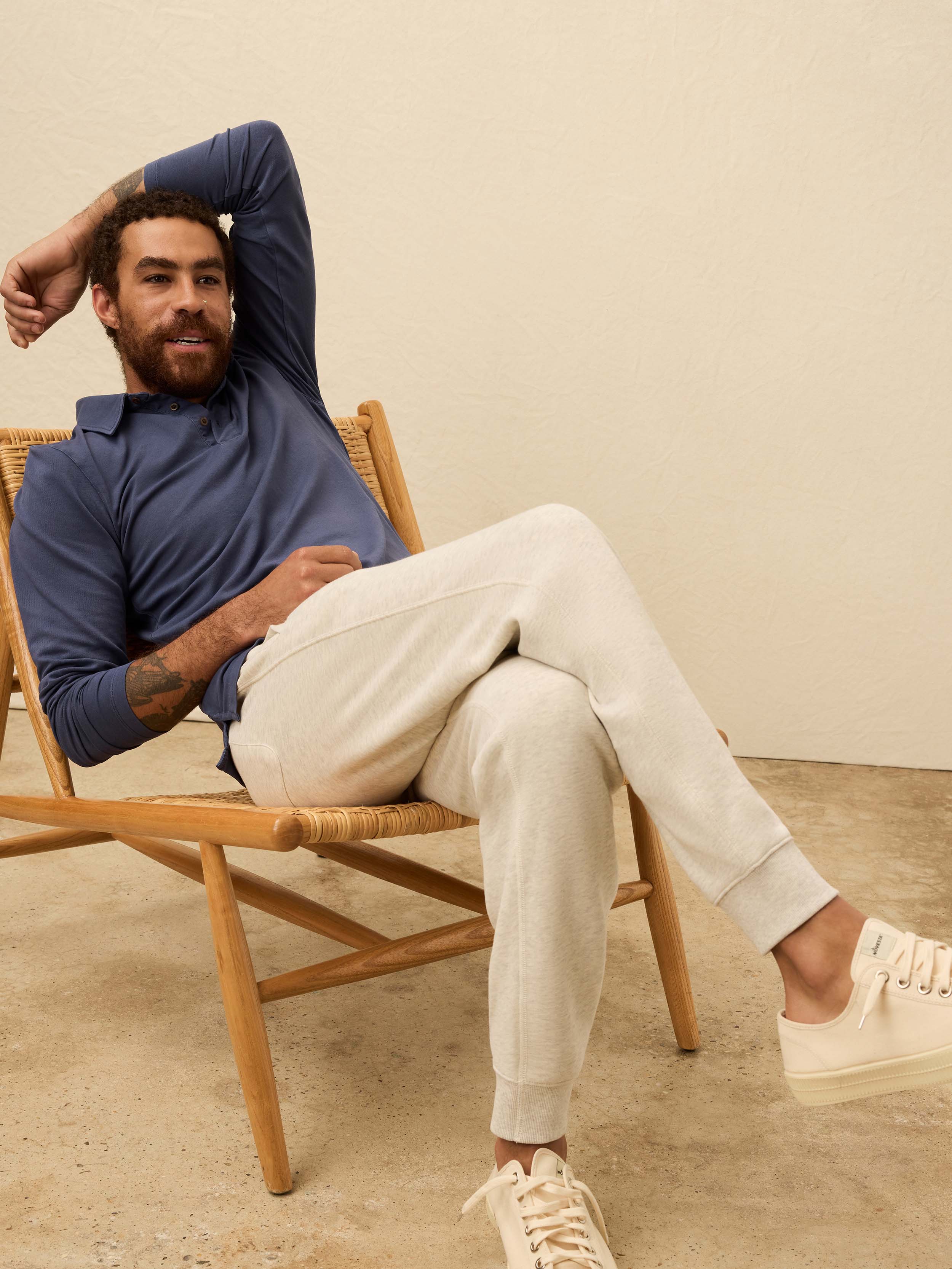 Long-Sleeve Field Knit Polo - Blue Nights