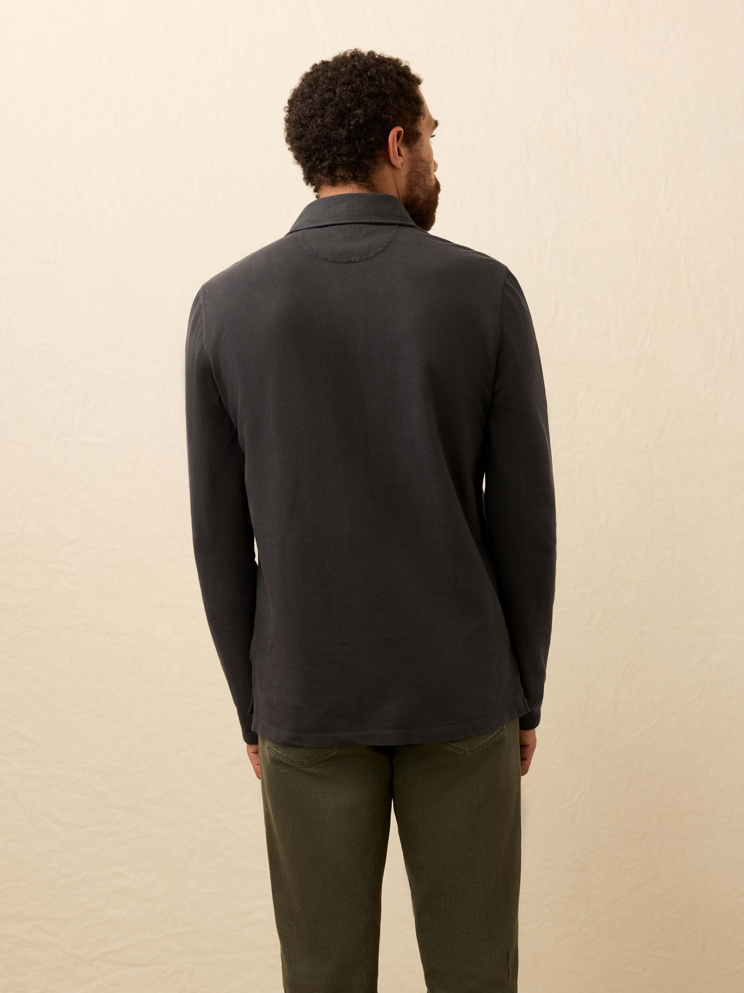 Long-Sleeve Field Knit Polo - Washed Charcoal