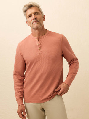 Long-Sleeve Waffle Henley - Dusty Sienna