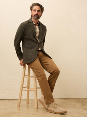 Inlet Knit Tweed Blazer - Olive Lake Herringbone