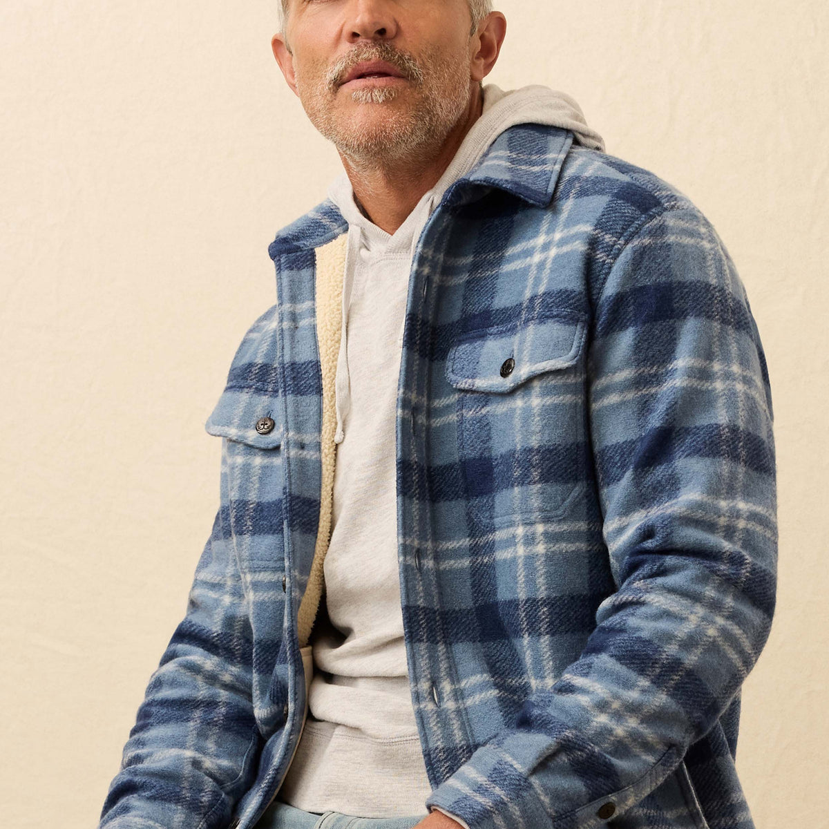 Range Fleece Lined CPO - Vintage Blue Plaid | Faherty Brand