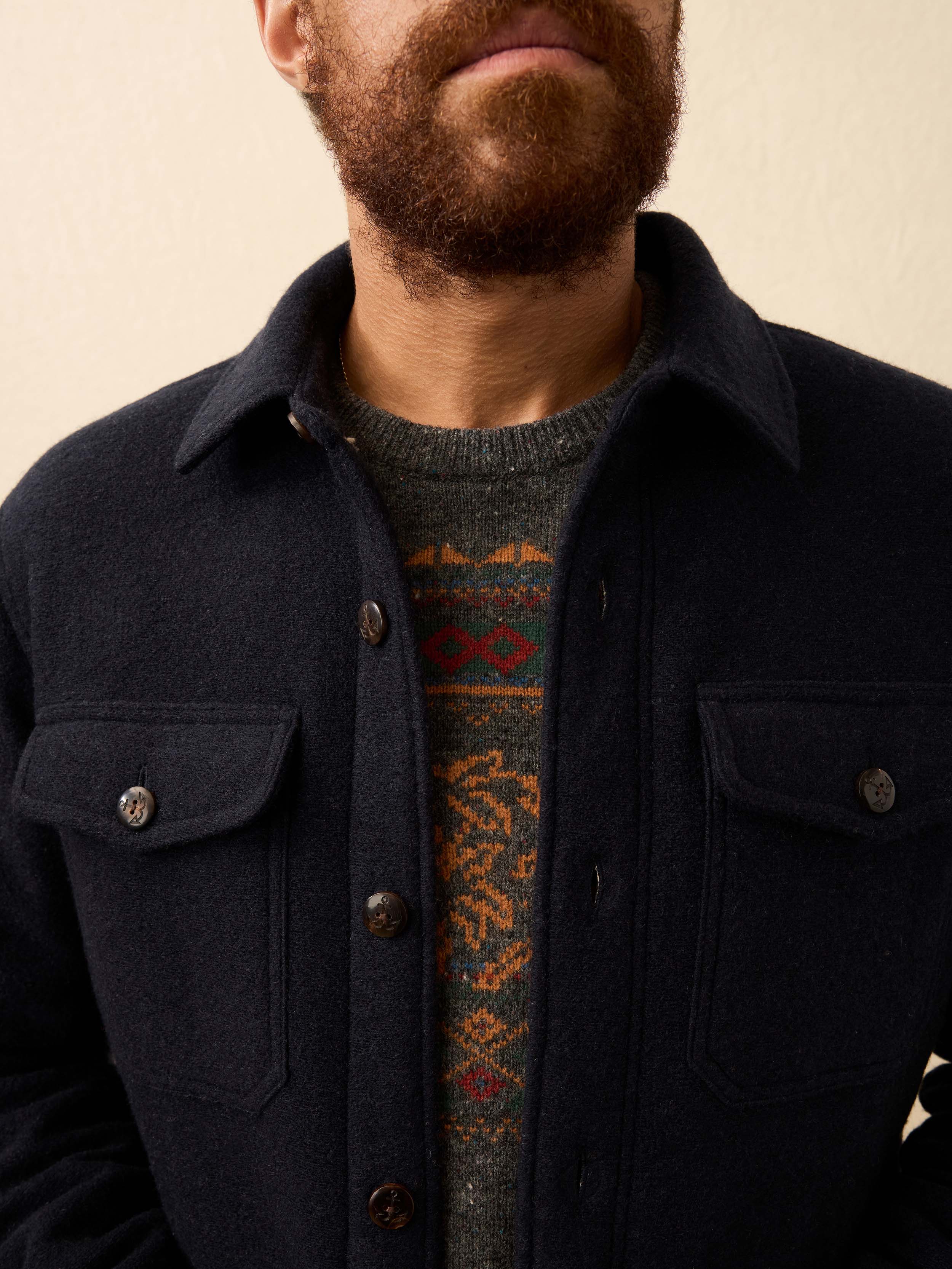 Range Fleece Lined CPO - Navy Shadow Twill | Faherty Brand