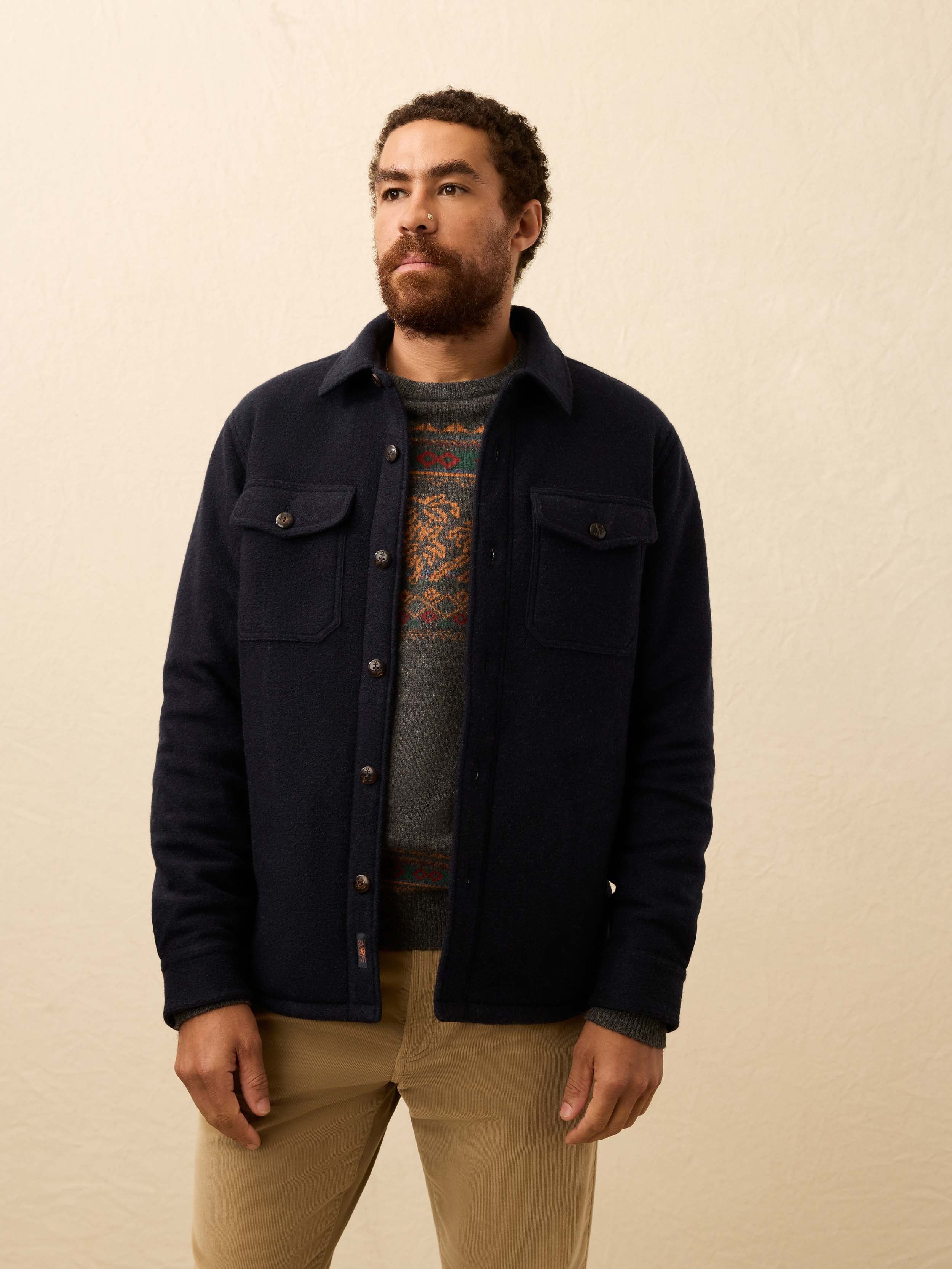 Range Fleece Lined CPO - Navy Shadow Twill
