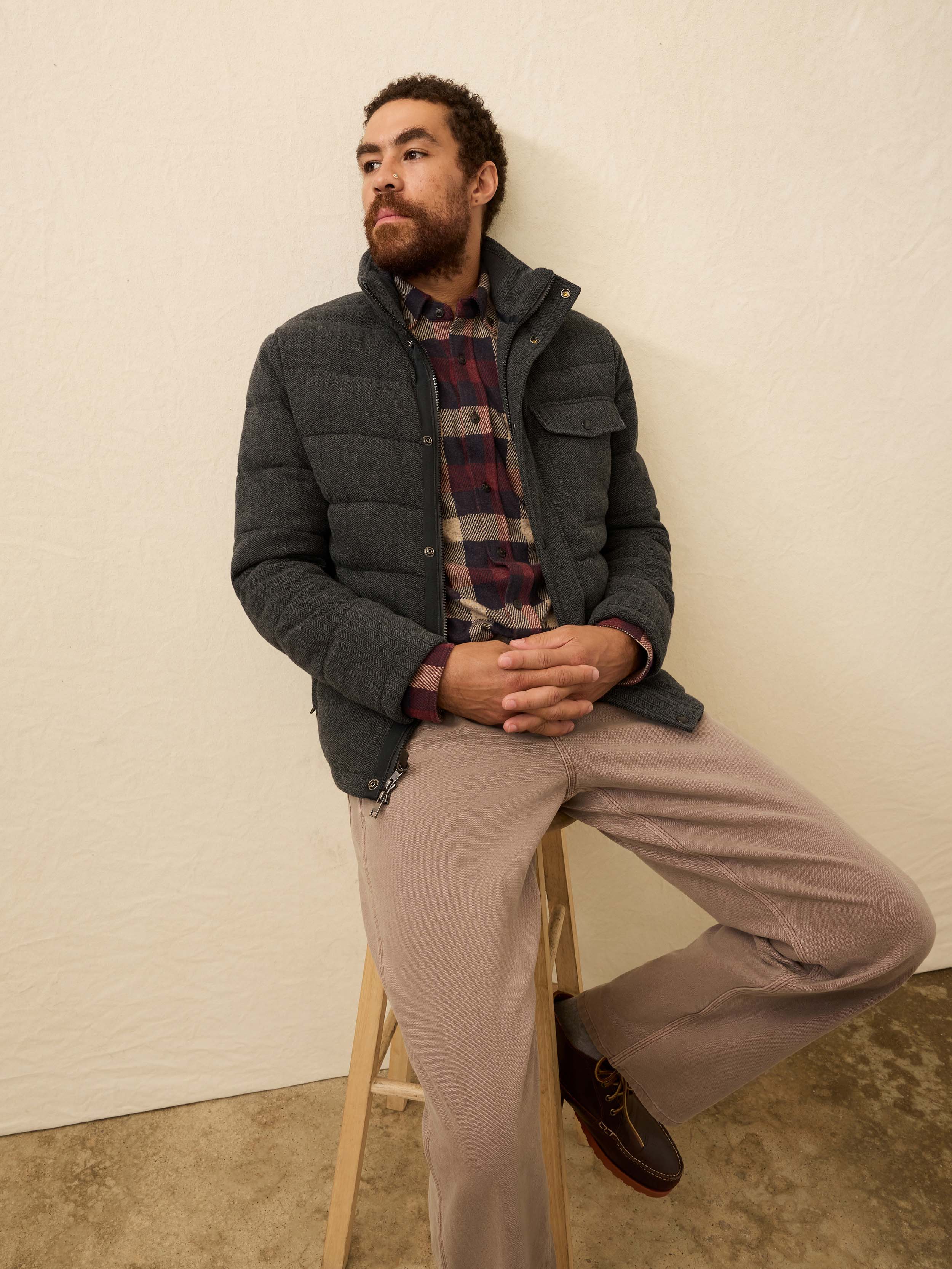 Teton Valley Deck Jacket - Dark Steel Charcoal Herringbone