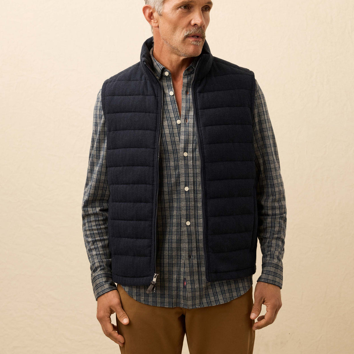 Teton Valley Vest - Navy Twilight Herringbone | Faherty Brand