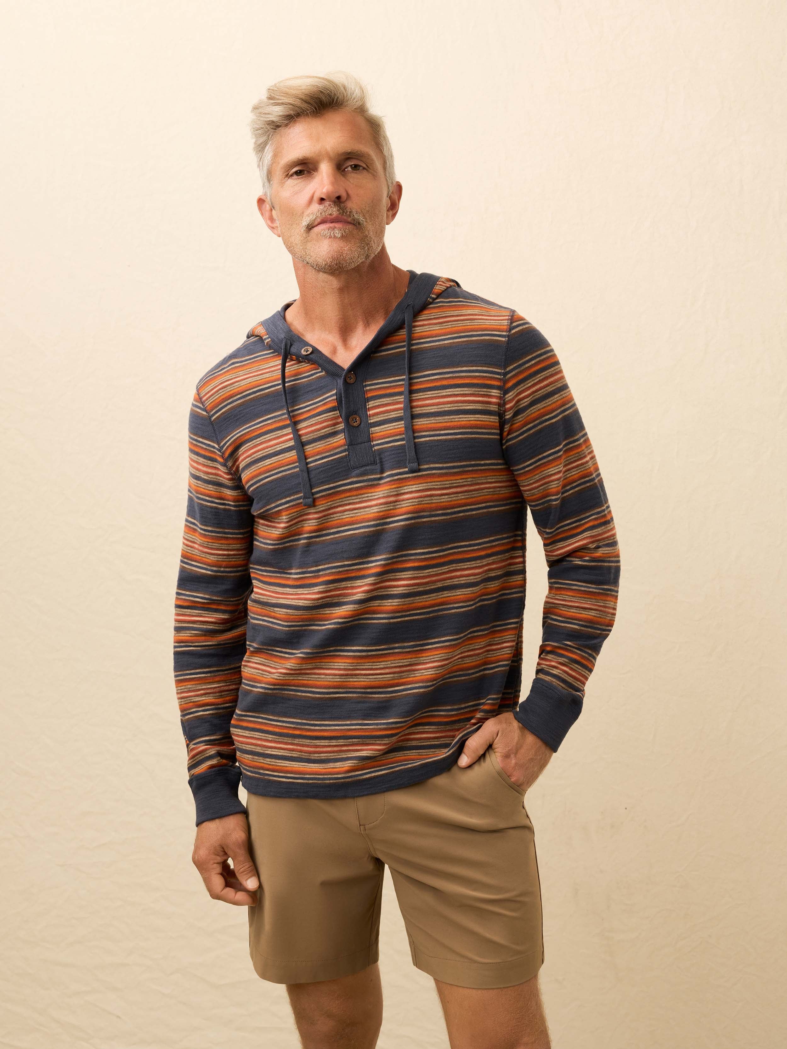 Sunwashed Slub Hoodie - Nighttime Fire Stripe