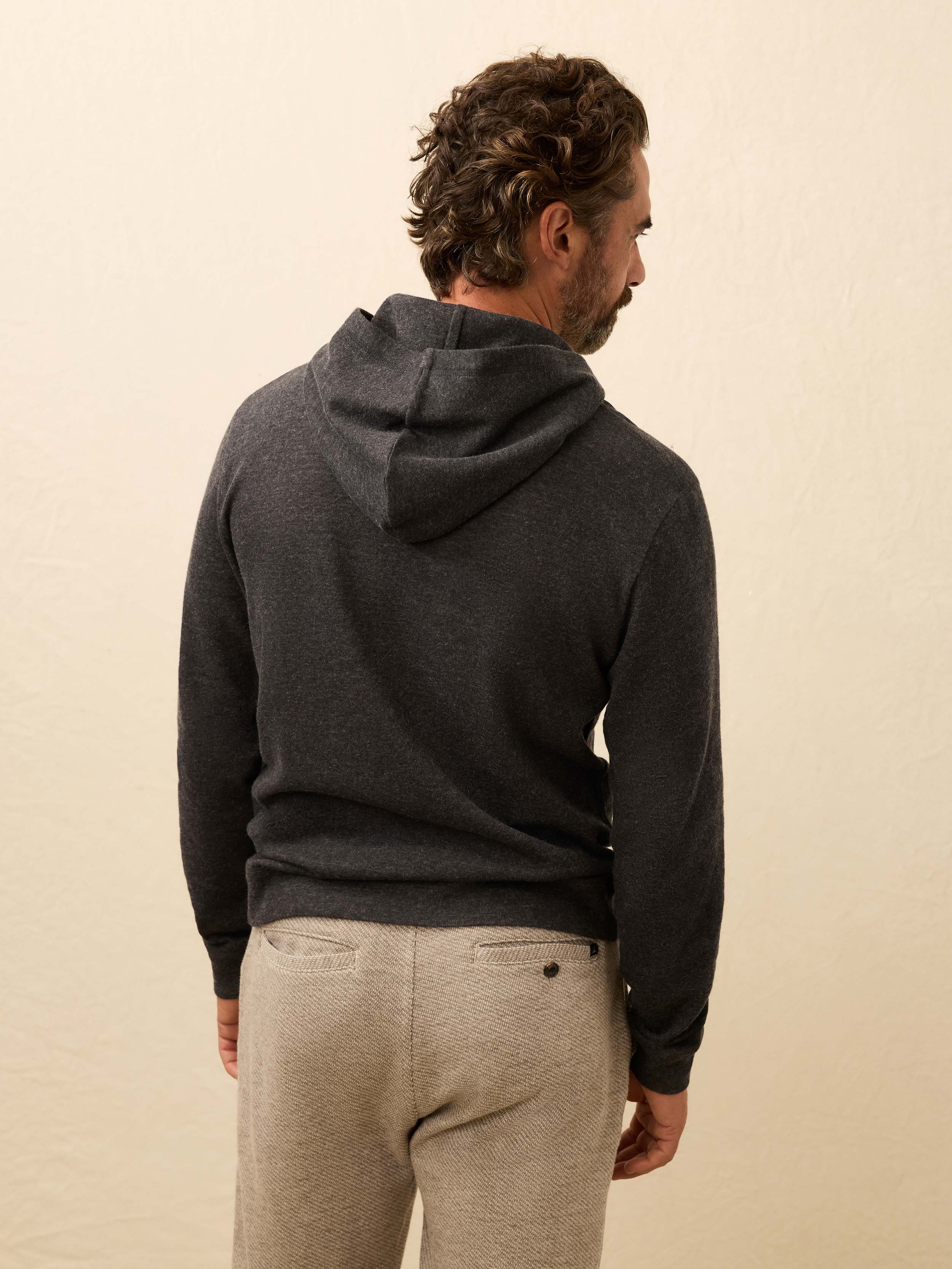 Aspen Lounge Cashmere Hoodie - Coal Smoke Melange