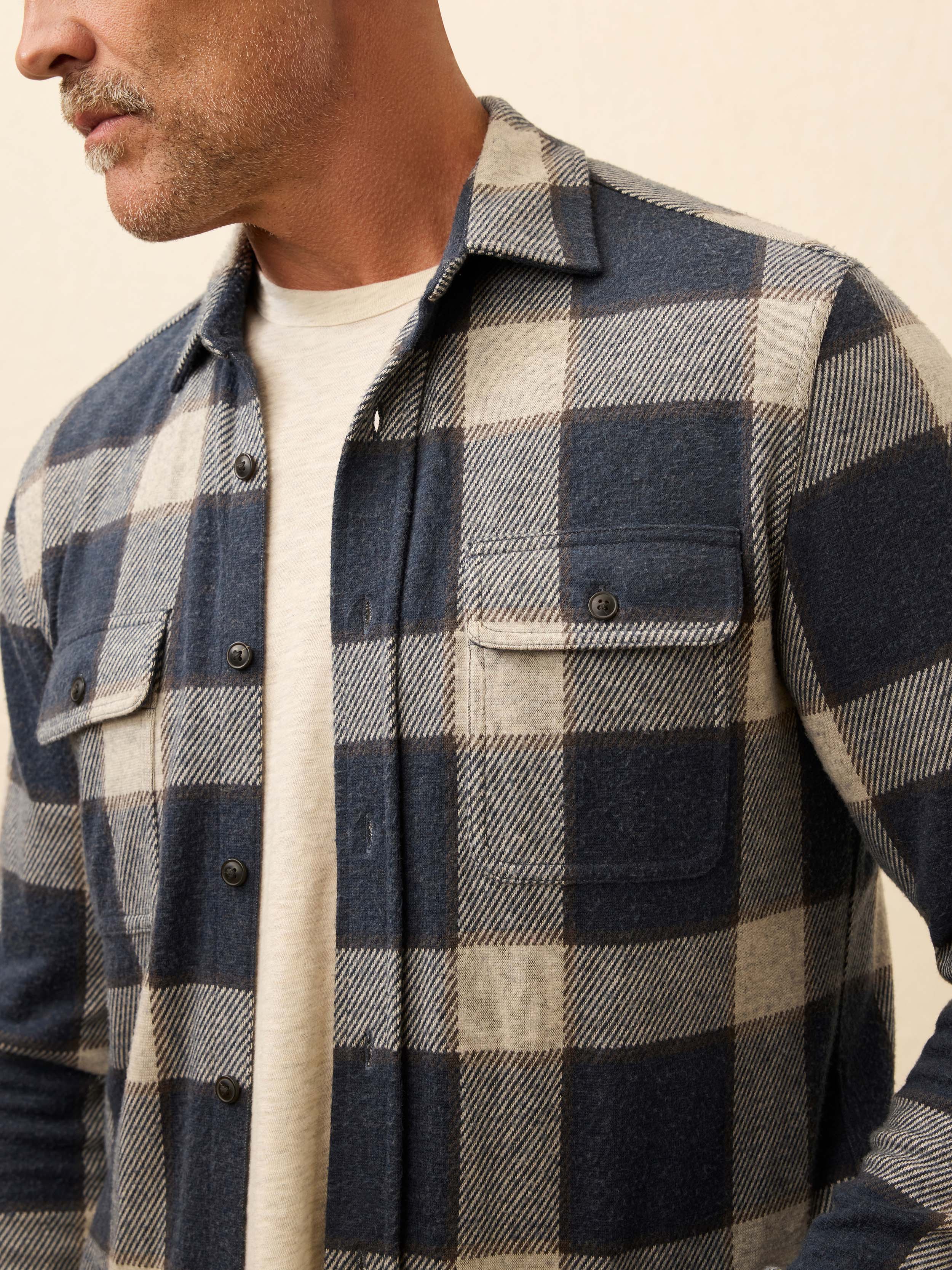 Legend Sweater Shirt - Navy Cloud Plaid
