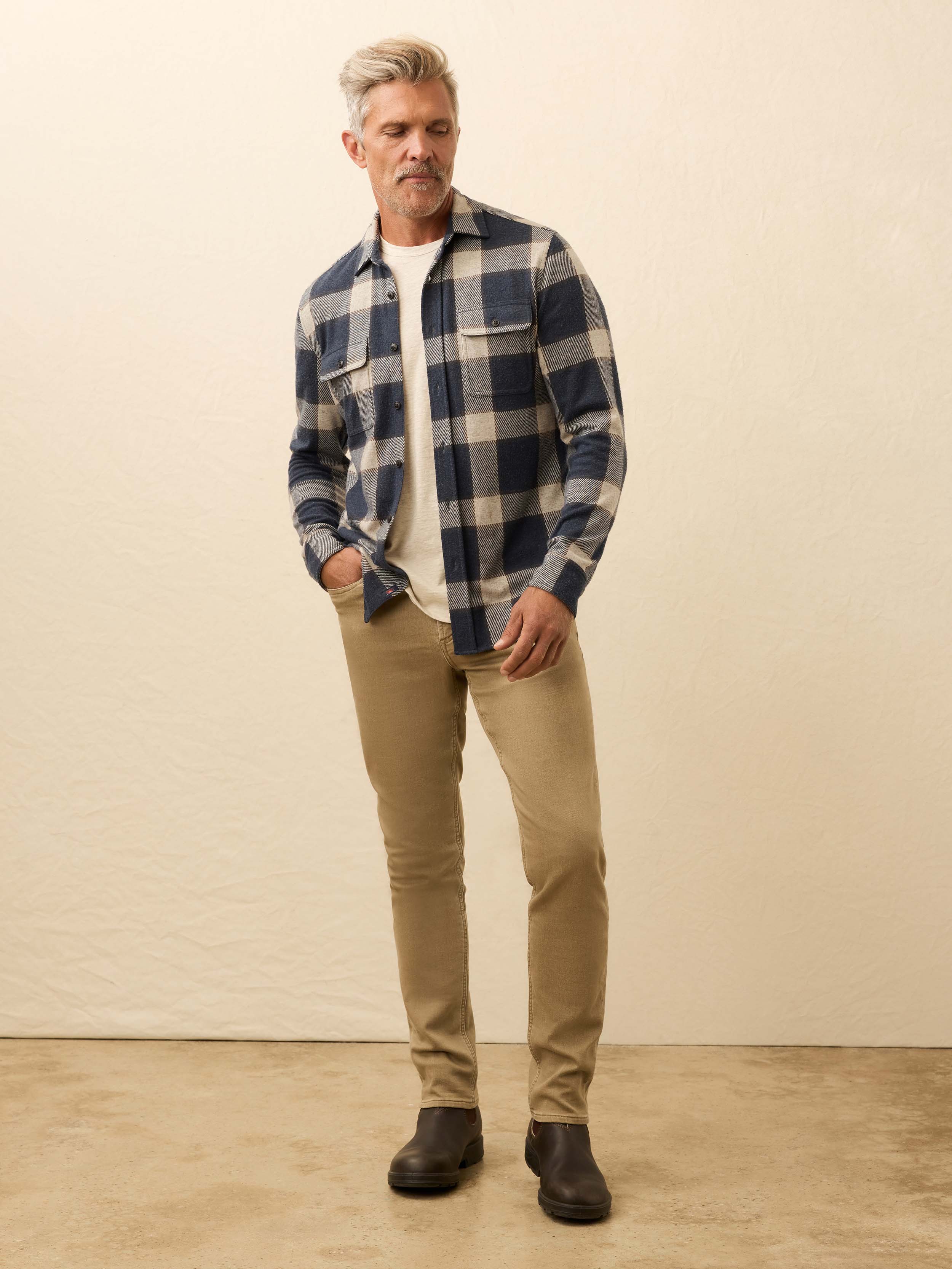 Legend Sweater Shirt - Navy Cloud Plaid