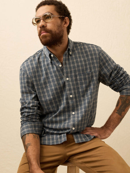 Coastline Knit Shirt - Ocean Grey Check | Faherty Brand