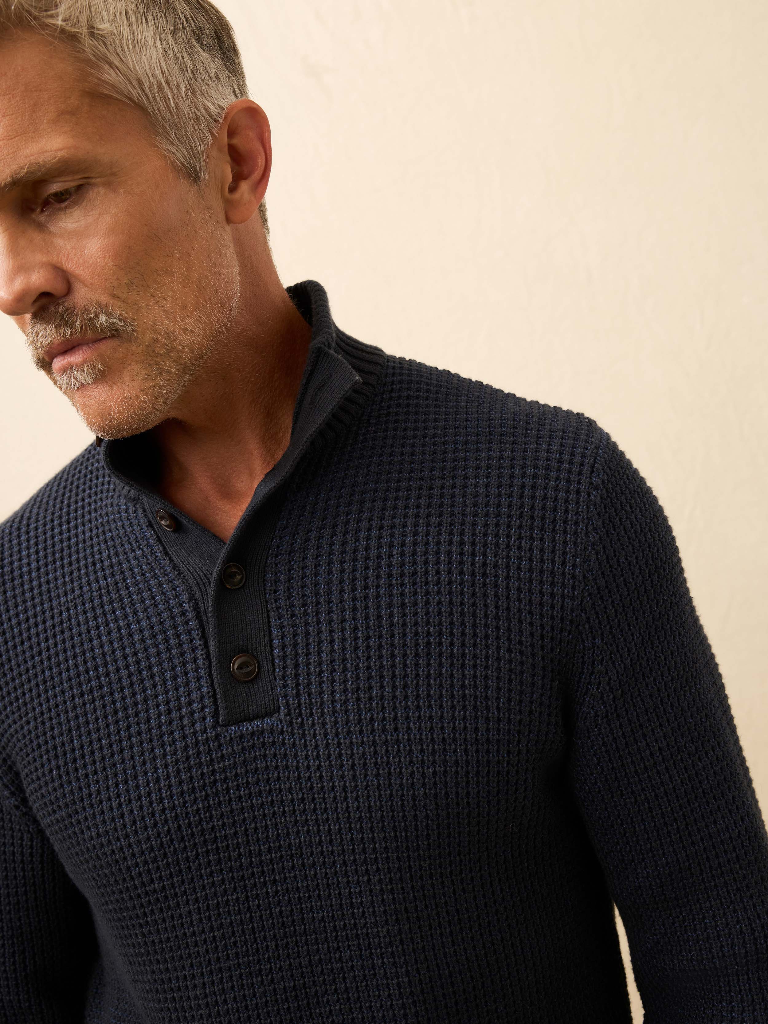 Quarter Button Sweater - Winter Navy | Faherty Brand Quarter Button Sweater - Winter Navy | Faherty Brand