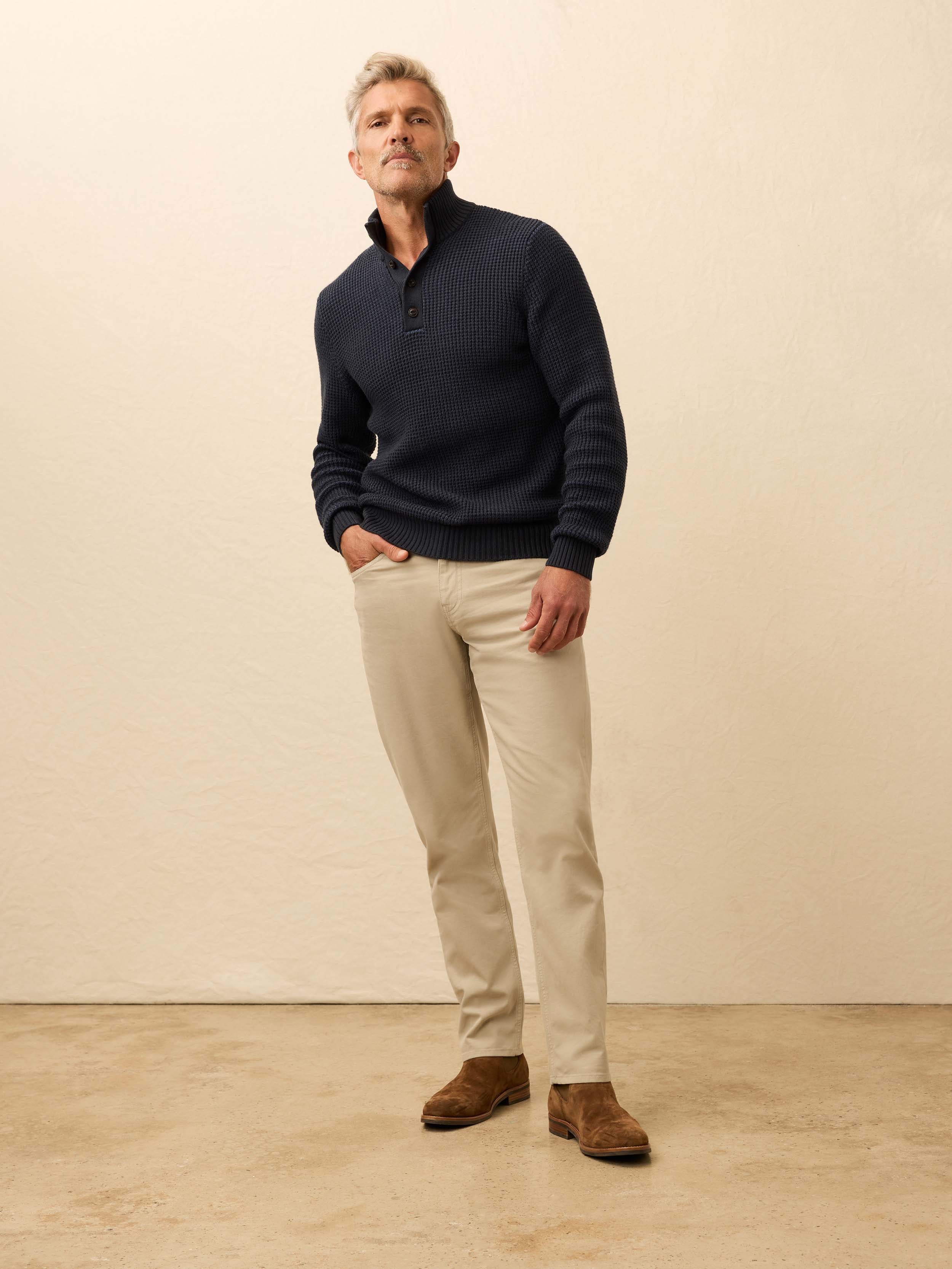 Quarter Button Sweater - Winter Navy | Faherty Brand Quarter Button Sweater - Winter Navy | Faherty Brand