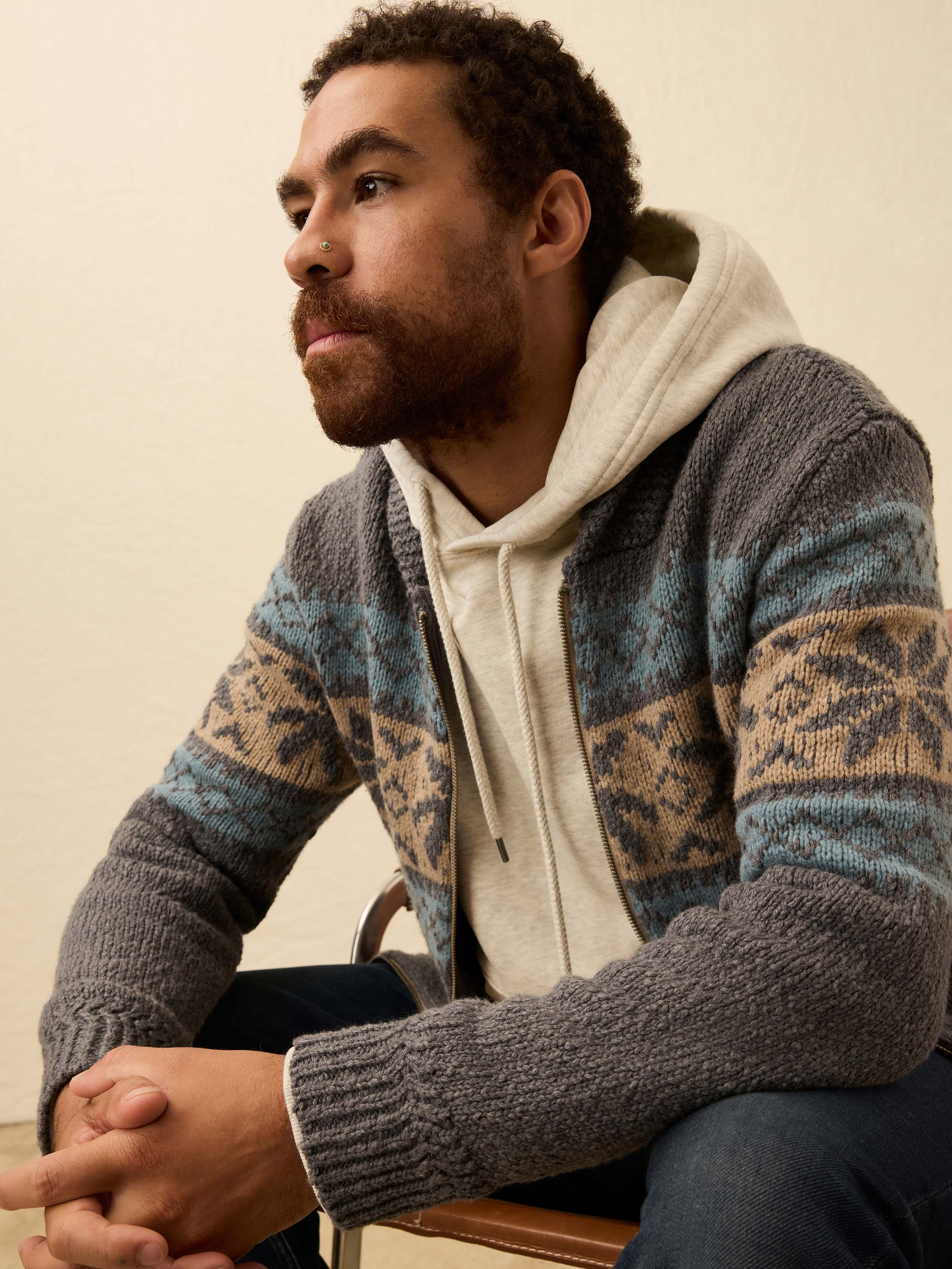 Surf To Snow Zip Cardigan - Iron Coast | Faherty Brand