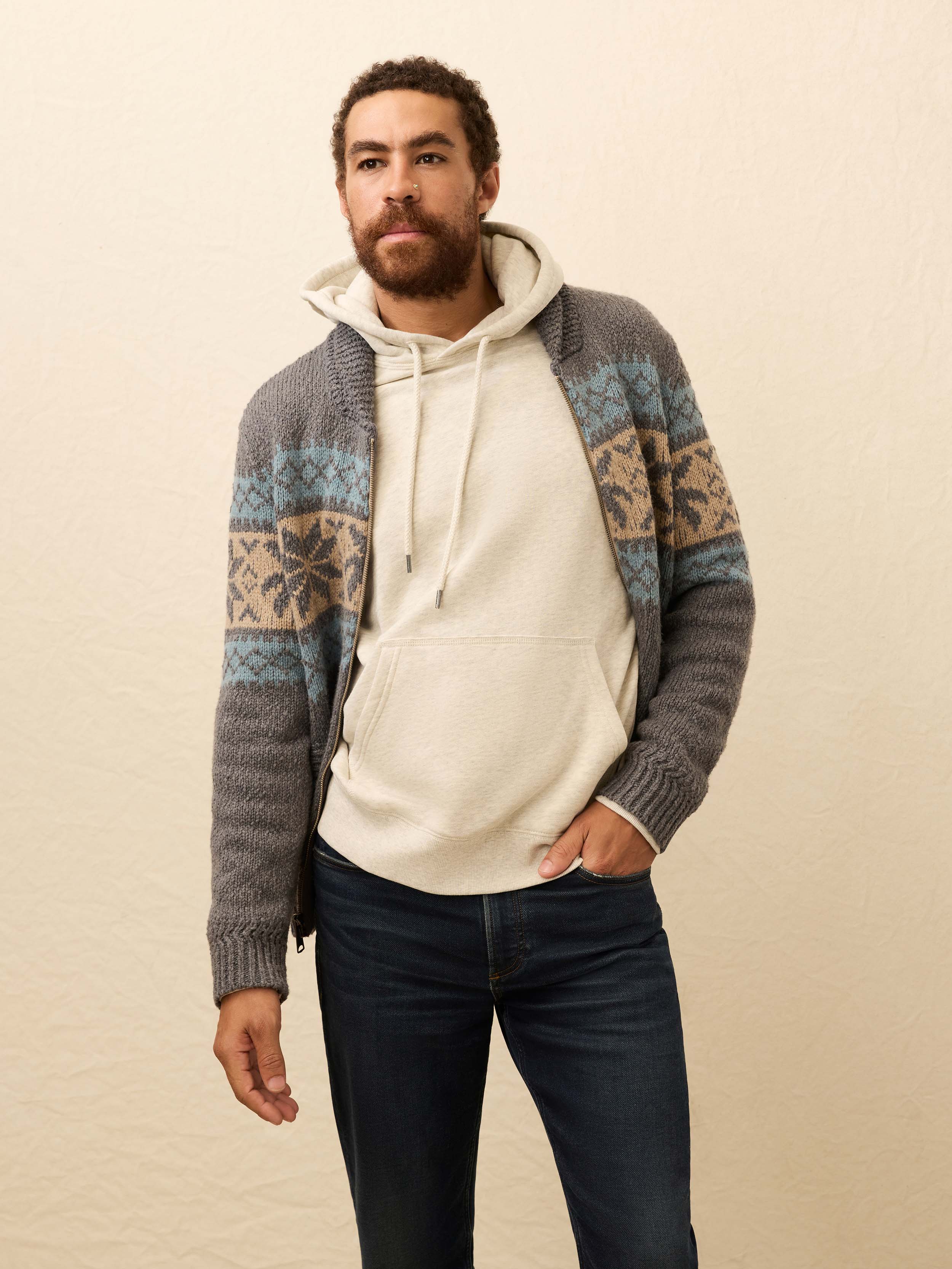 Surf To Snow Zip Cardigan - Iron Coast