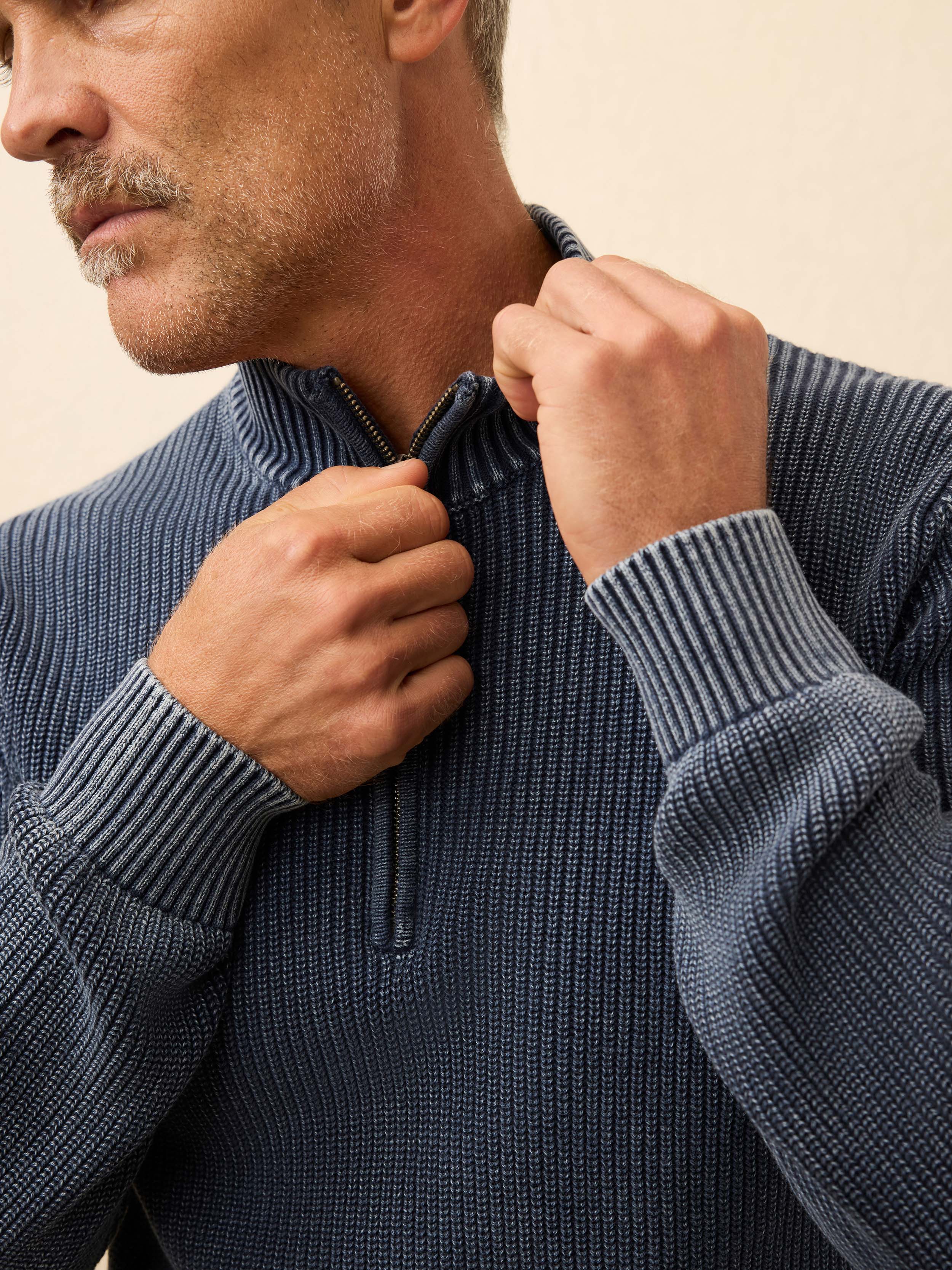 Sunwashed Quarter Zip Sweater - Blue Nights