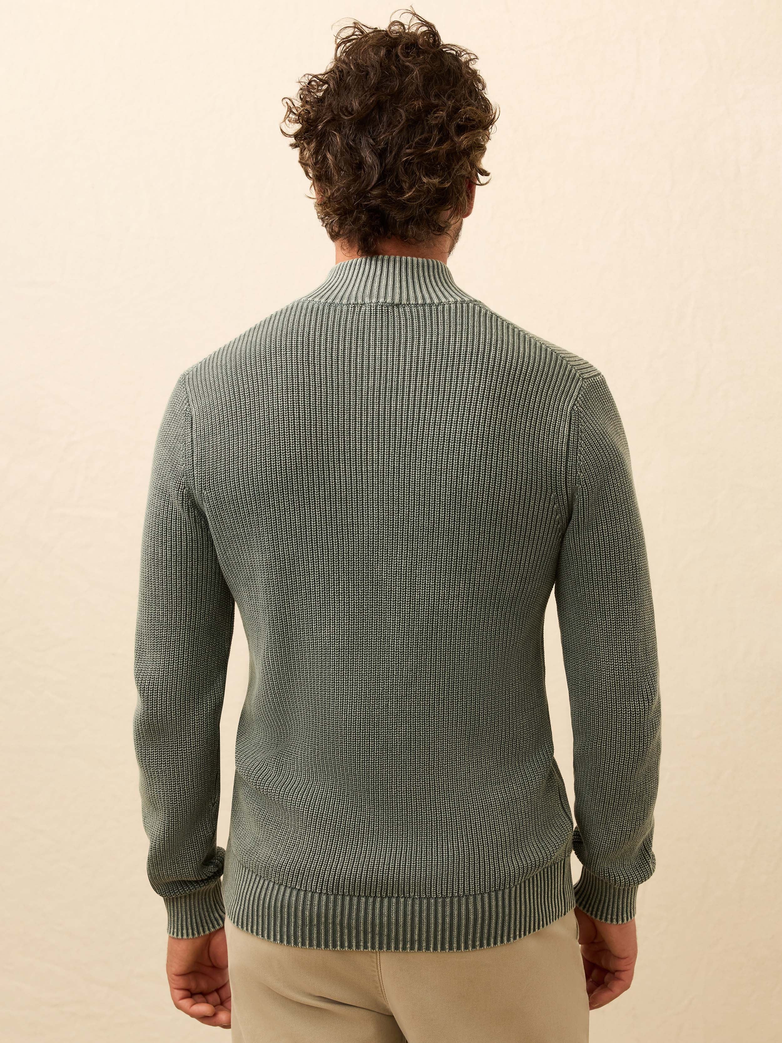 Sunwashed Quarter Zip Sweater - Mountain Olive
